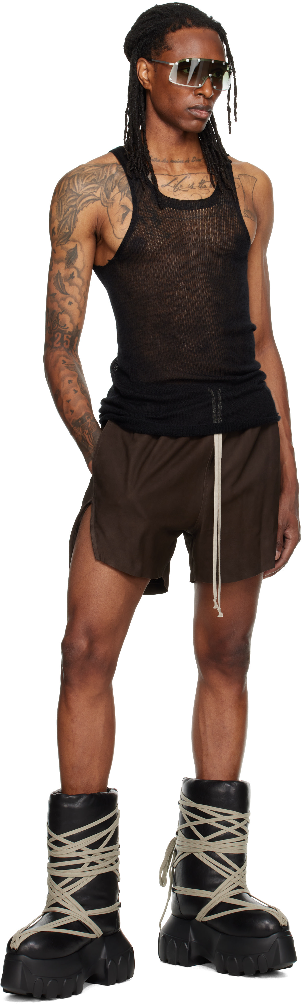 Rick Owens: ブラウン Rick S レザー ボクサー ショートパンツ