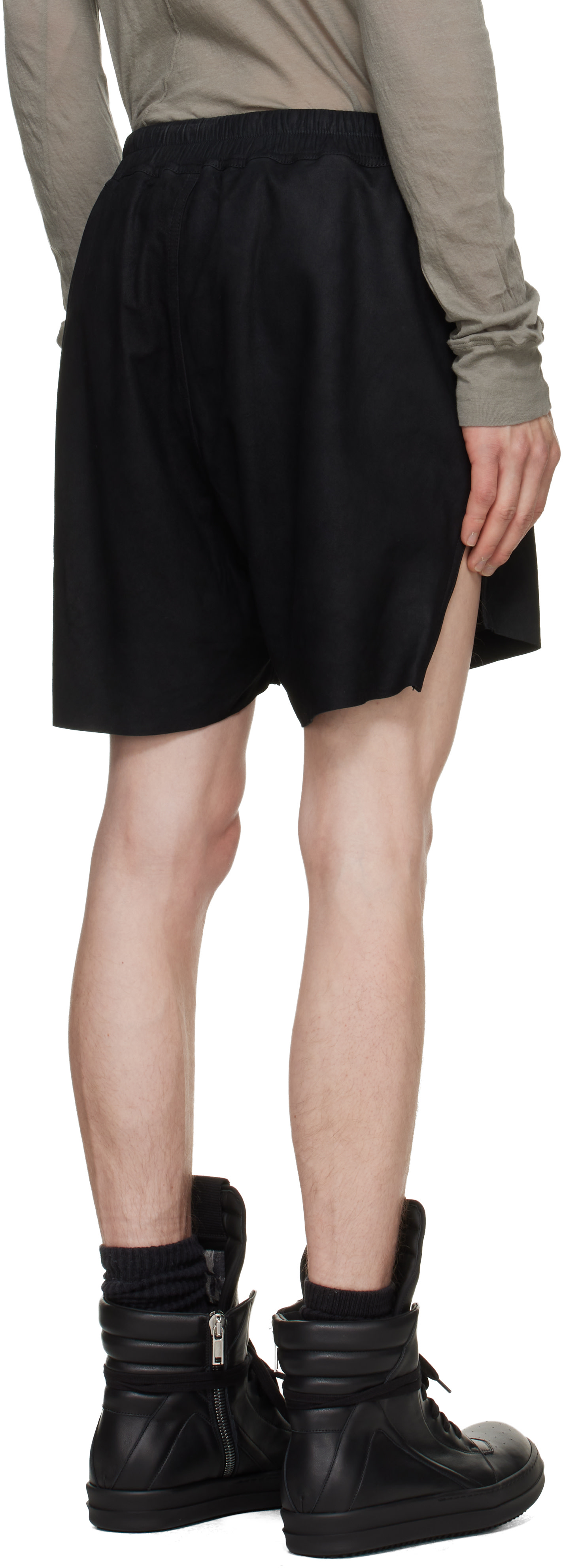 Rick Owens: ブラック Tower Rick S Boxers スエード ショートパンツ