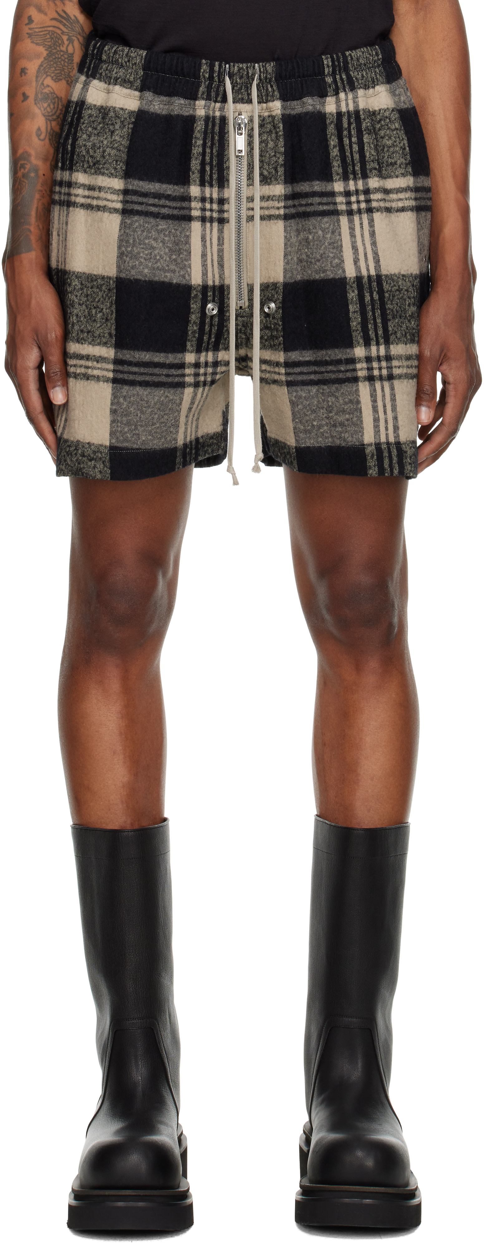 Rick Owens: Black & Off-White Tower Bela Boxers Shorts | SSENSE