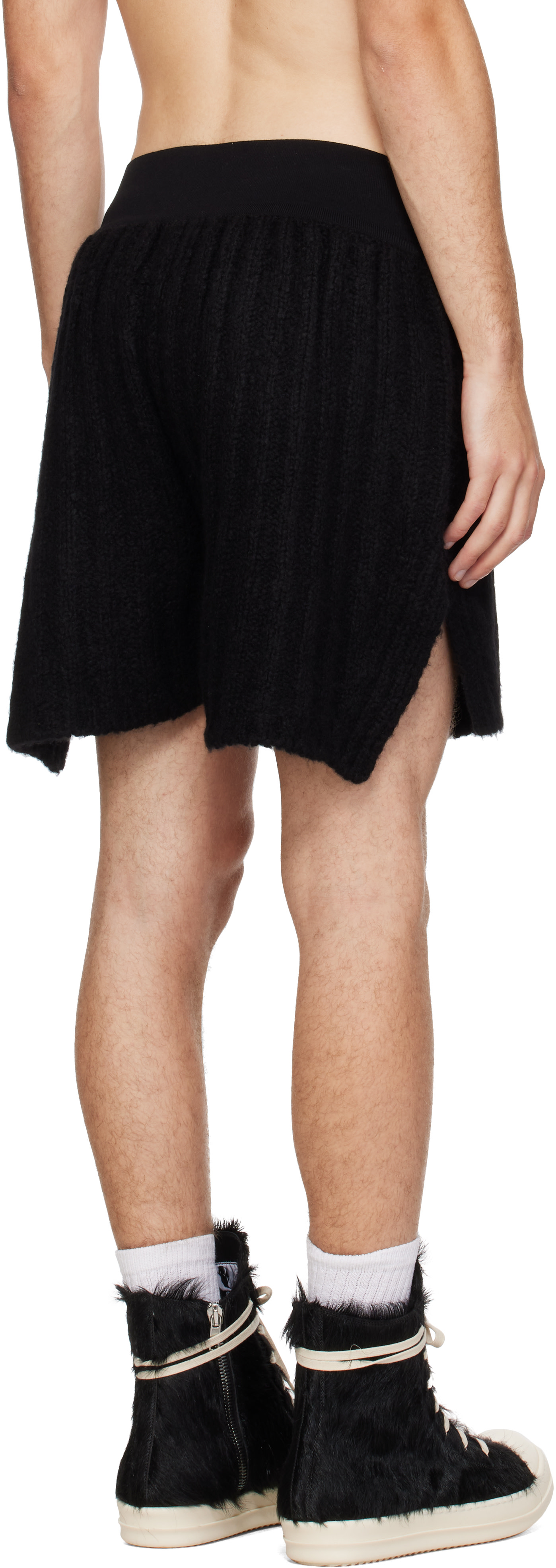 Rick Owens: ブラック Tower リブニット ボクサー ショートパンツ
