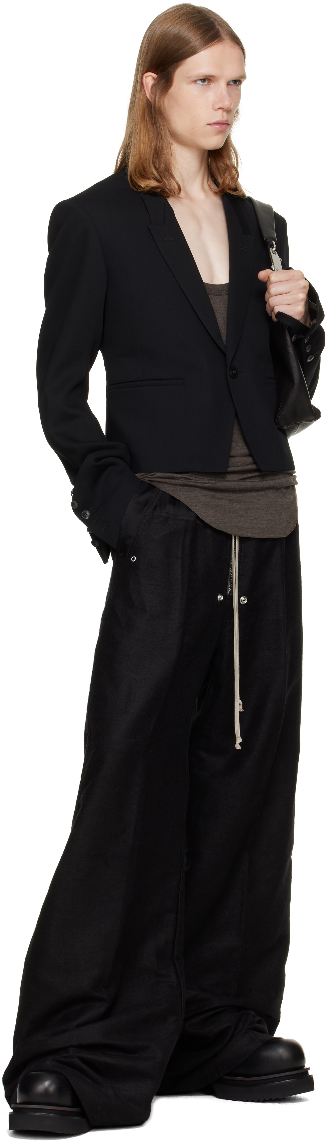 RICK OWENS 定番テーラードジャケット ソフトブレザーノイエ アリス Rick Owens: ブラック Tower Alice Jkt テーラードジャケット | SSENSE