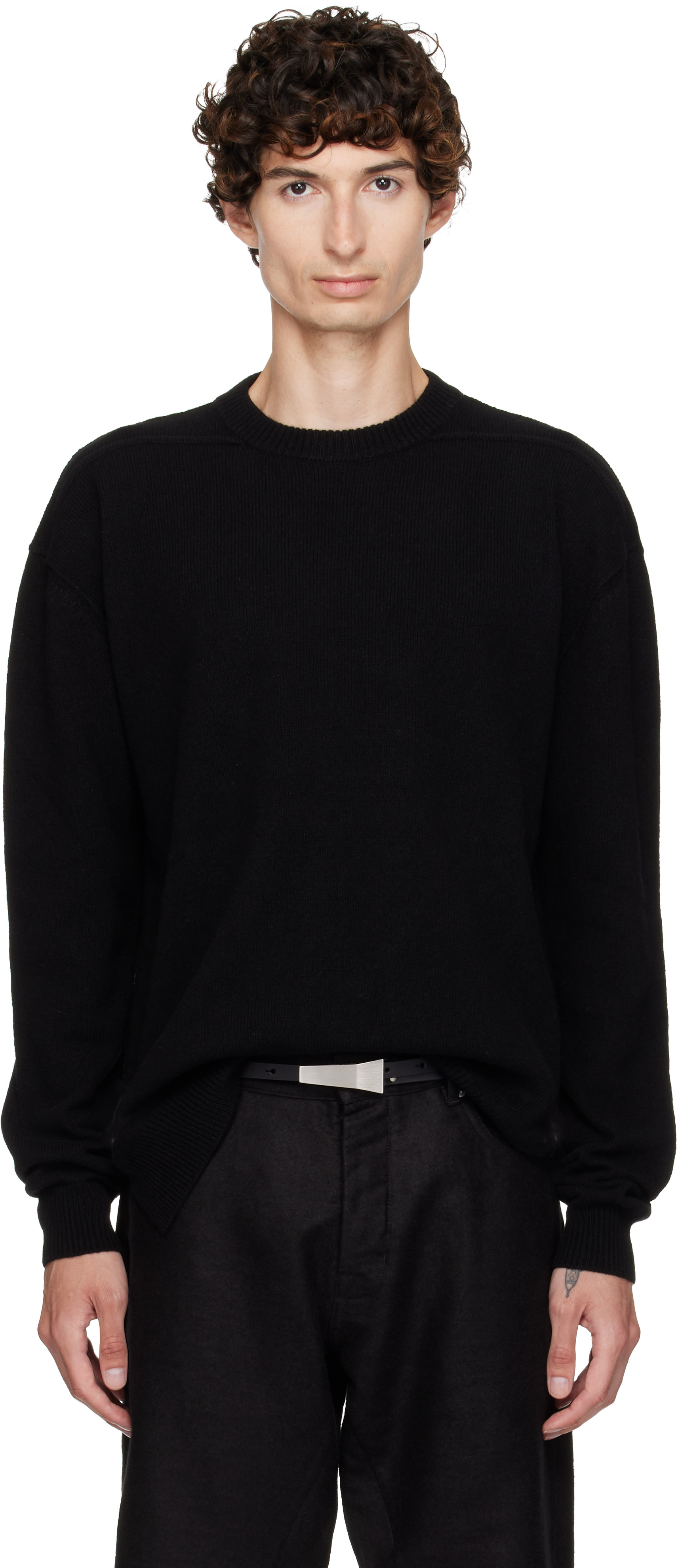 Rick Owens - Pull noir à encolure arrondie - Tower