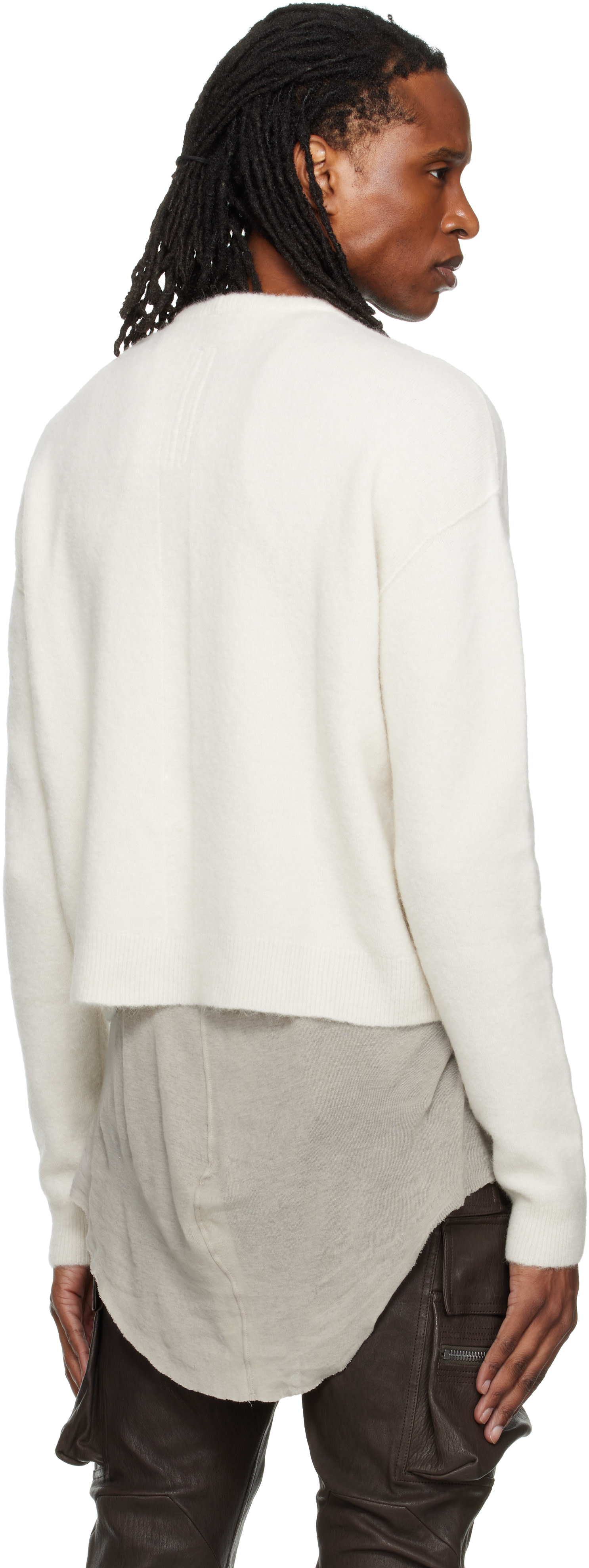 Rick Owens - Pull blanc cassé à encolure arrondie - Tower