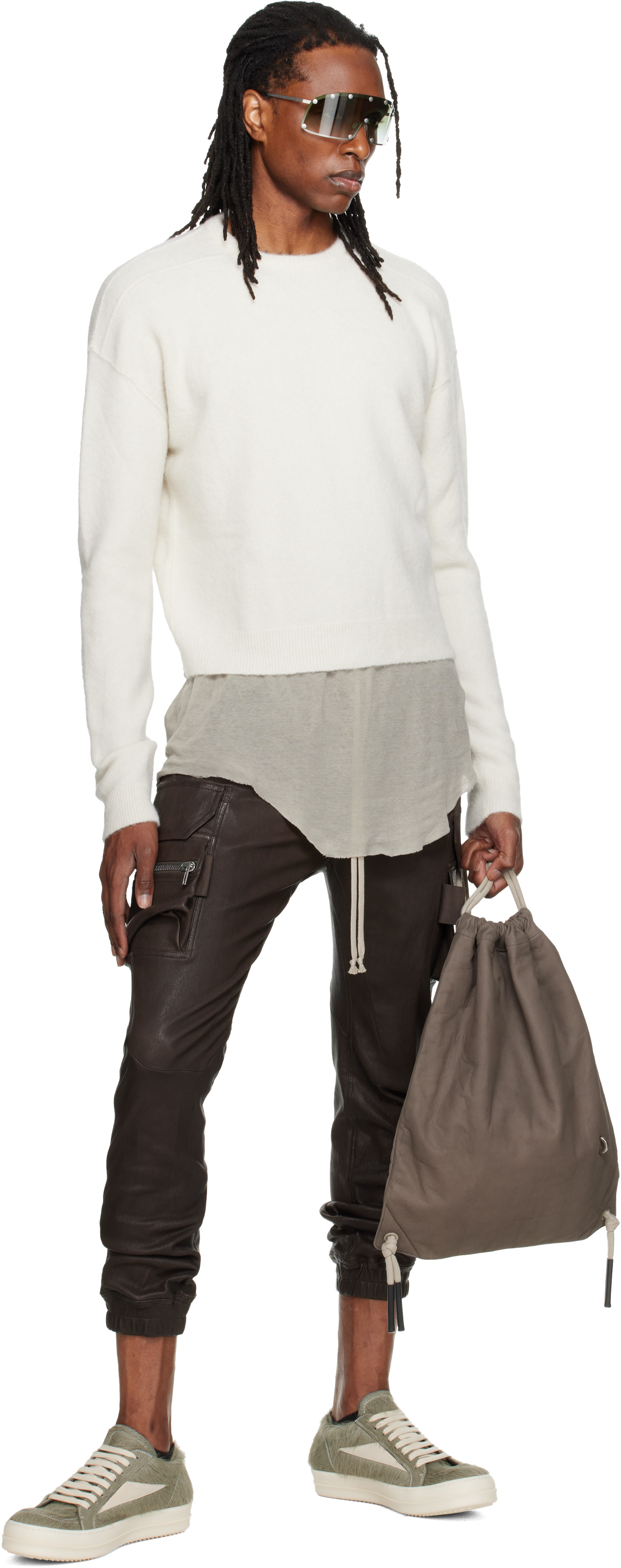 Rick Owens - Pull blanc cassé à encolure arrondie - Tower