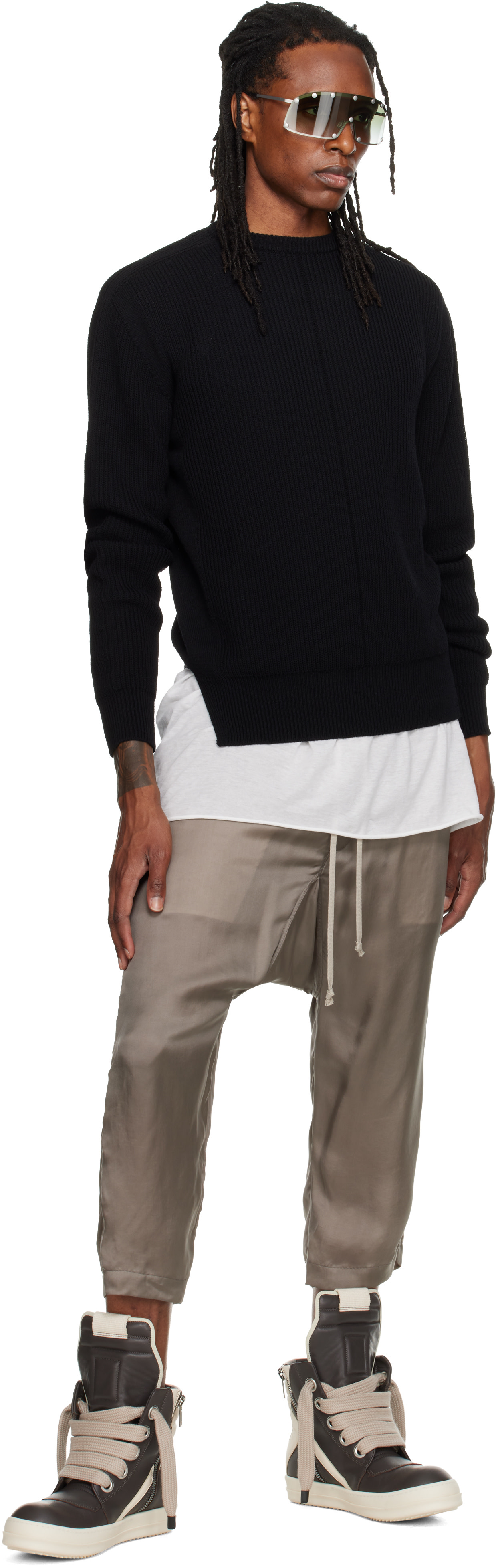 Rick Owens - Pull noir à encolure arrondie - Tower