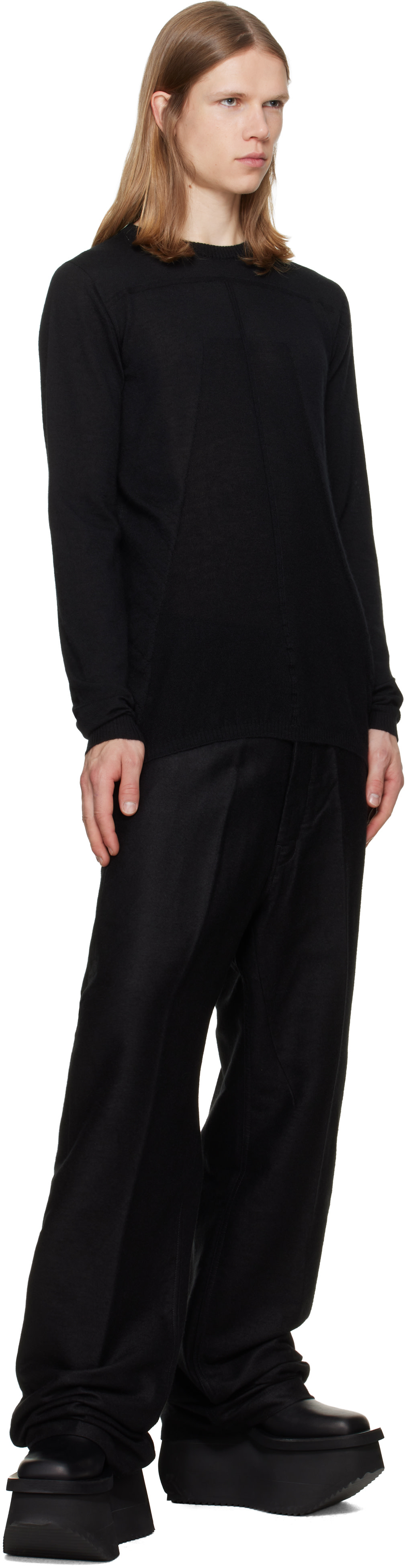 Rick Owens: Black Tower Biker Level Sweater | SSENSE United Kingdom