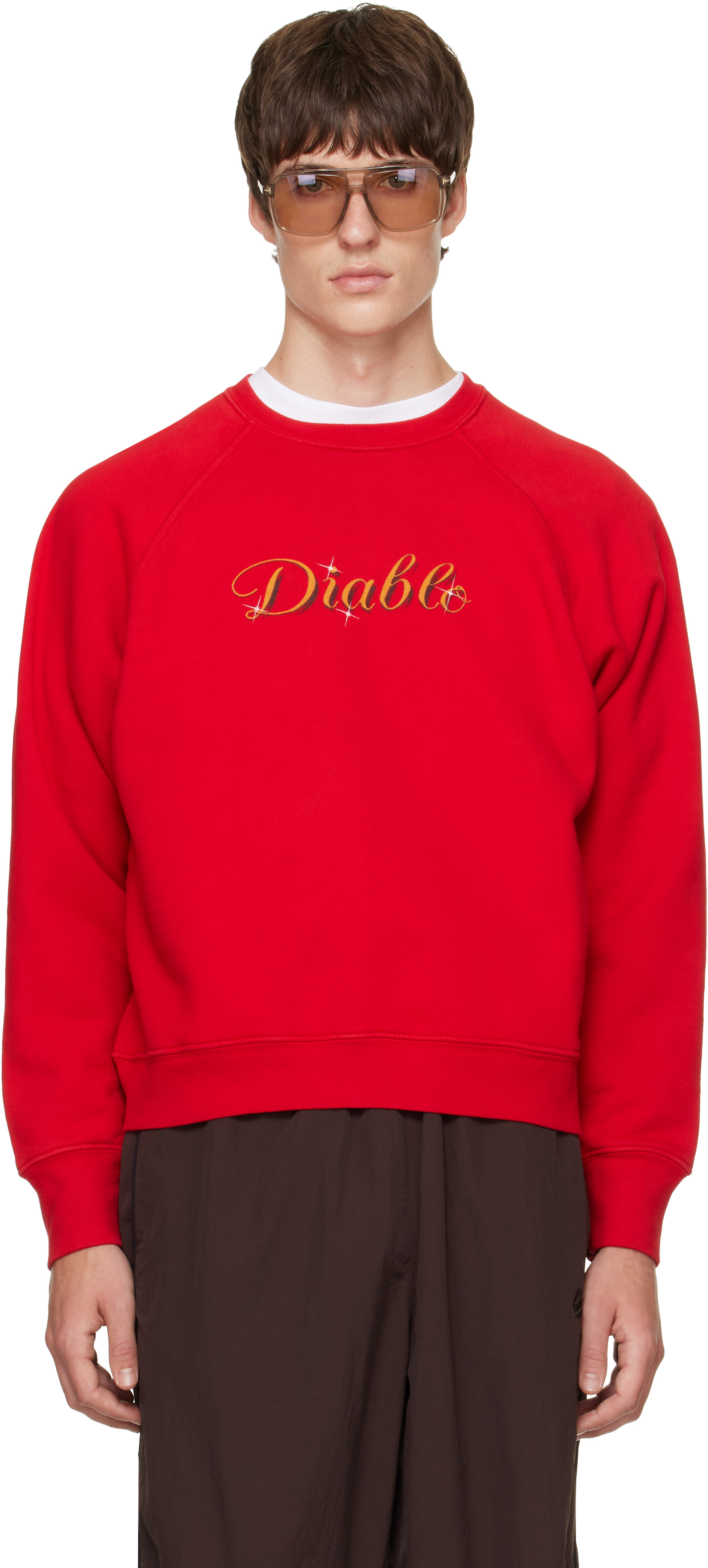 WILLY CHAVARRIA - Pull molletonné 'Diablo' rouge à manches raglan