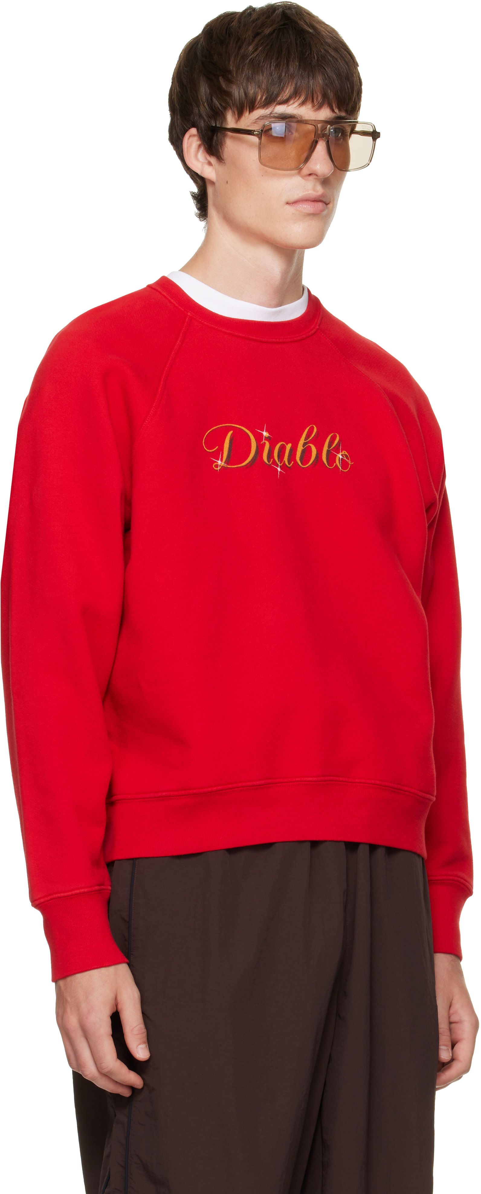 WILLY CHAVARRIA - Pull molletonné 'Diablo' rouge à manches raglan