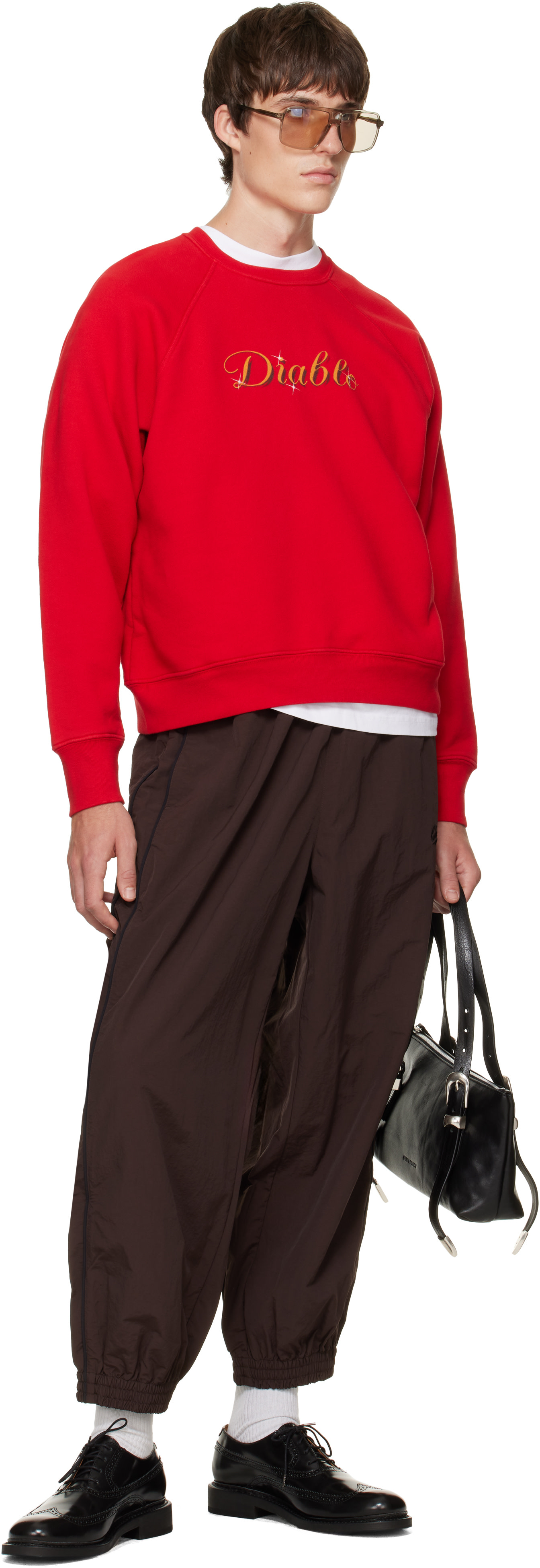 WILLY CHAVARRIA - Pull molletonné 'Diablo' rouge à manches raglan