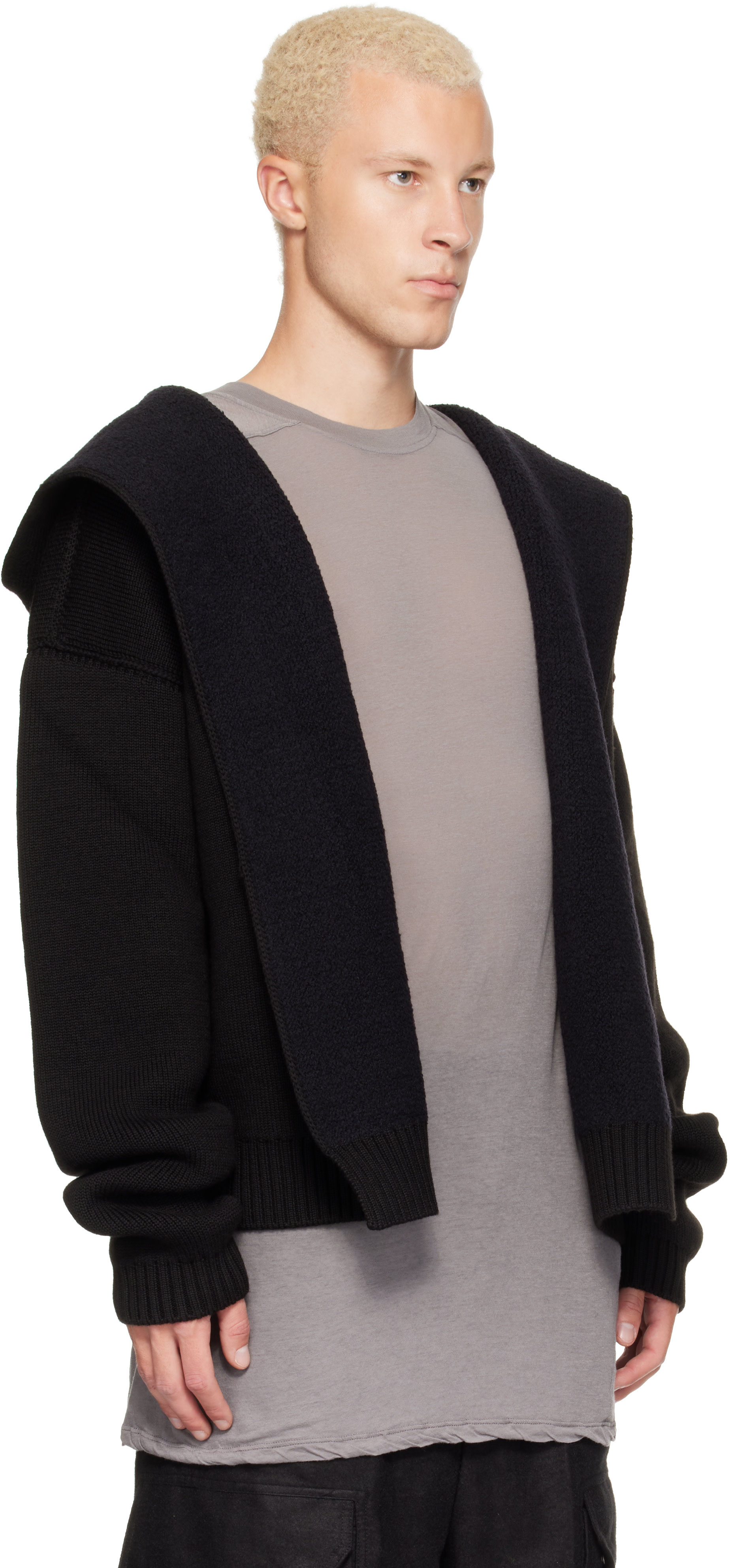 Rick Owens - Pull à capuche de style peignoir réversible noir - Tower