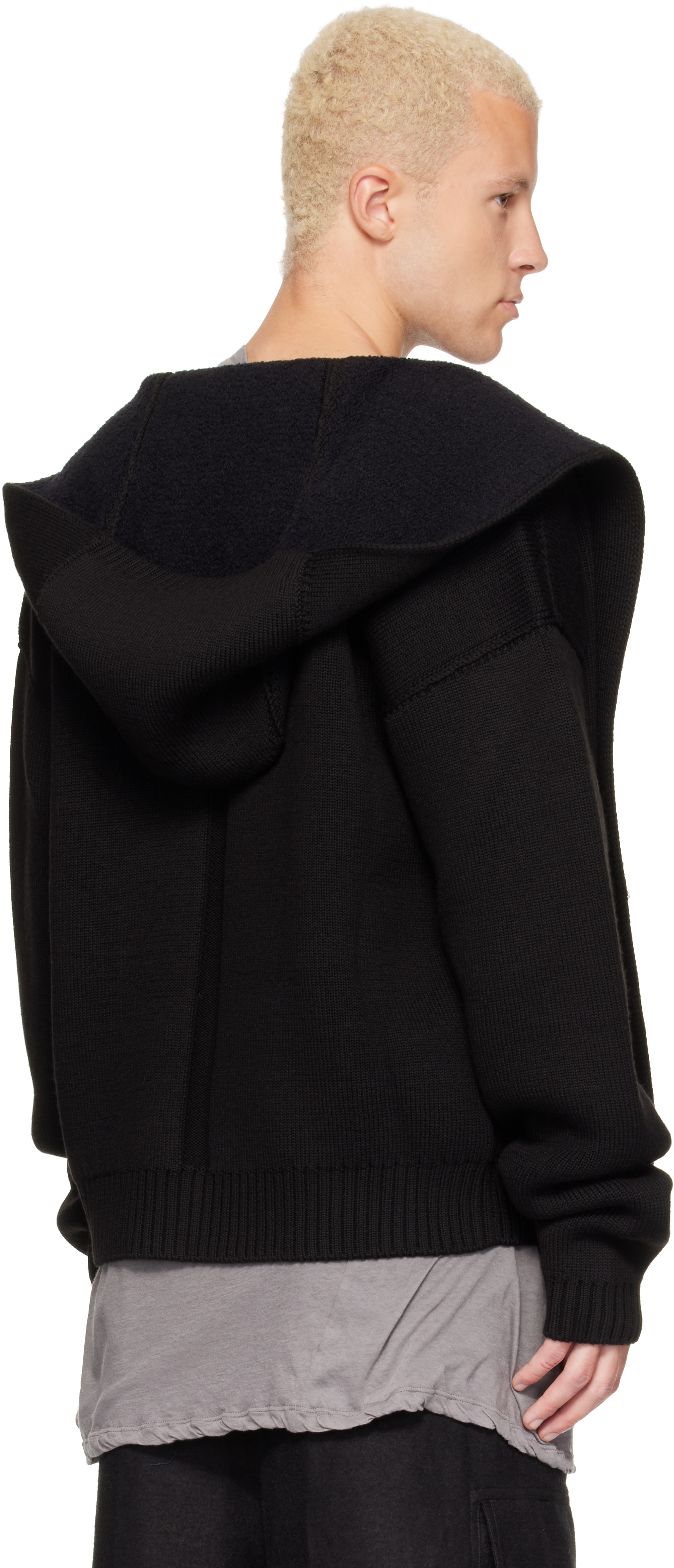 Rick Owens - Pull à capuche de style peignoir réversible noir - Tower