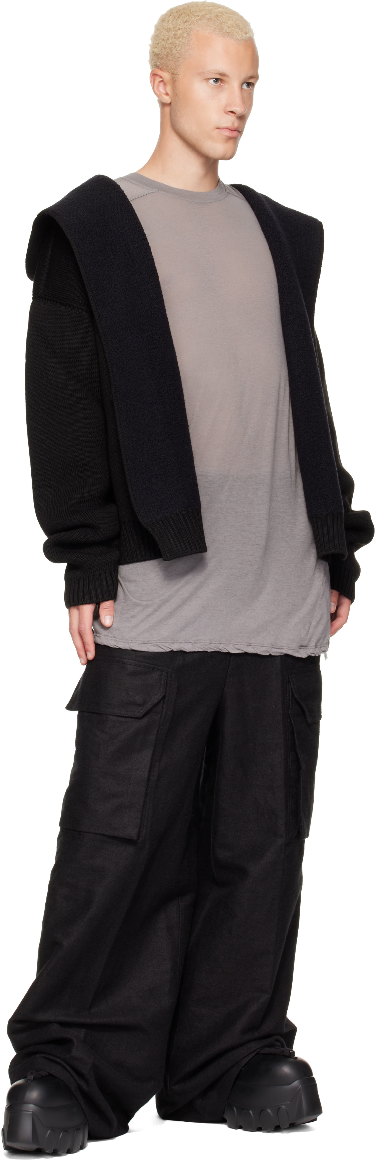 Rick Owens - Pull à capuche de style peignoir réversible noir - Tower