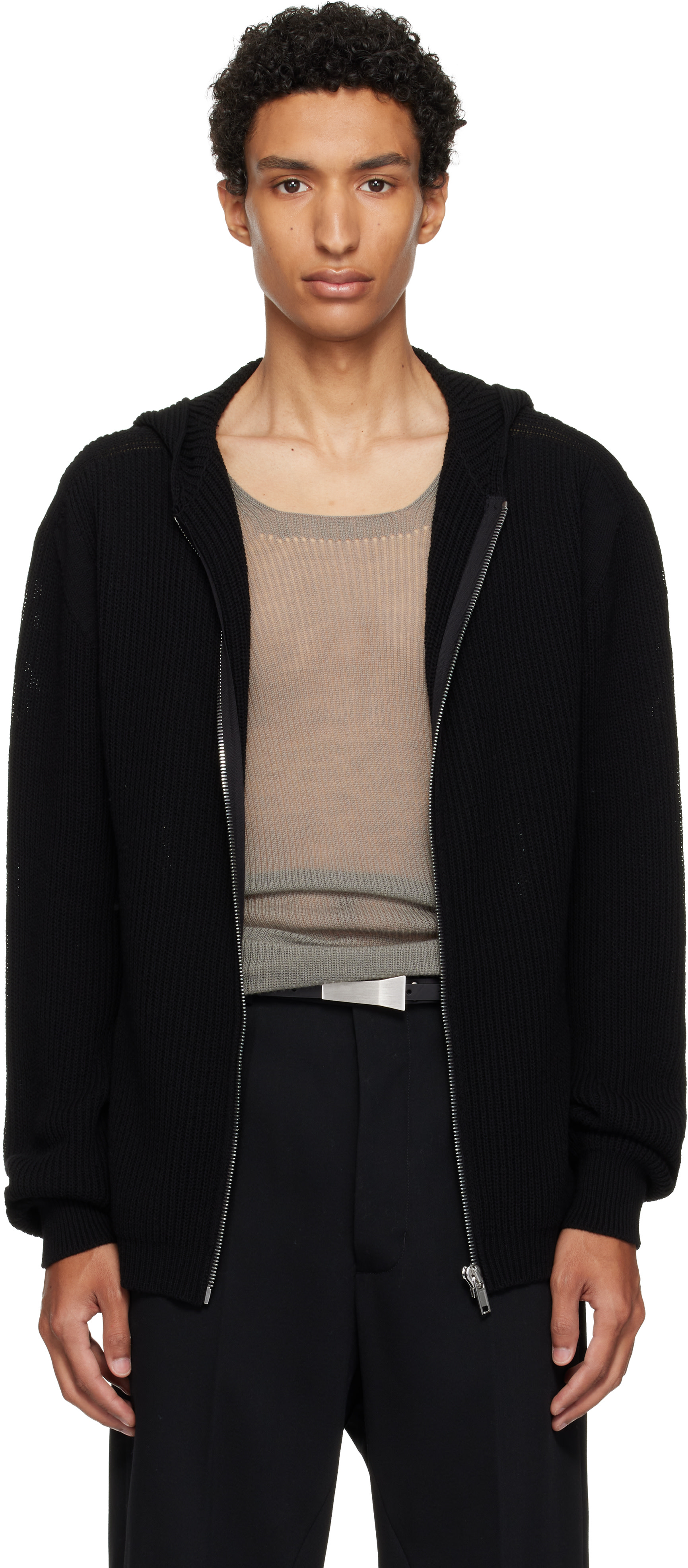 Rick Owens - Pull à capuche noir à glissière - Tower