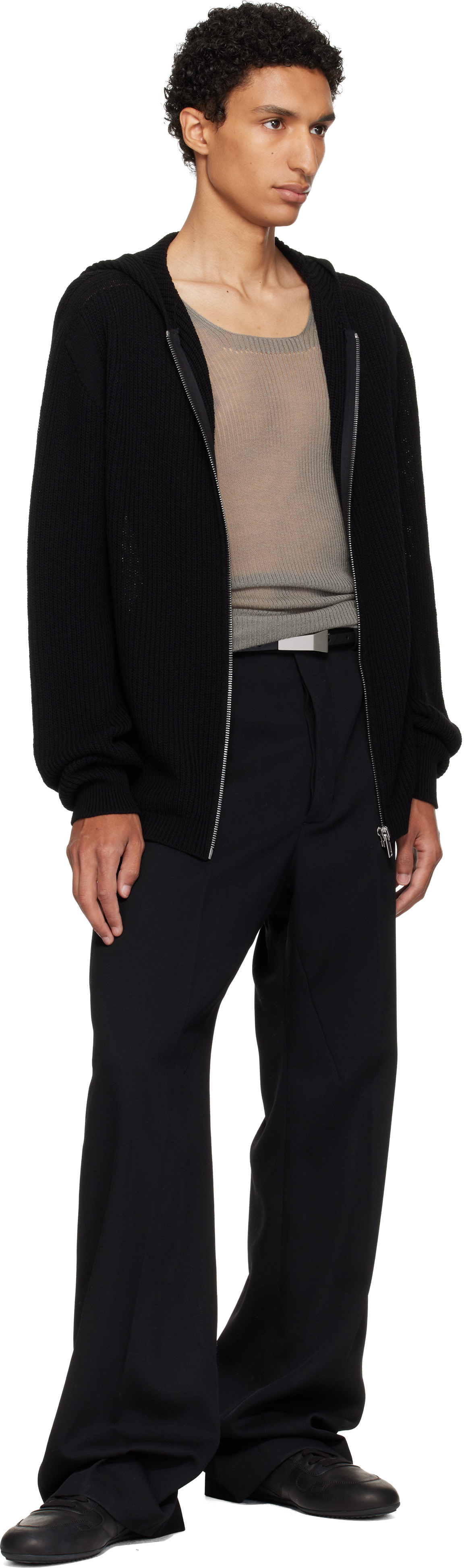 Rick Owens - Pull à capuche noir à glissière - Tower