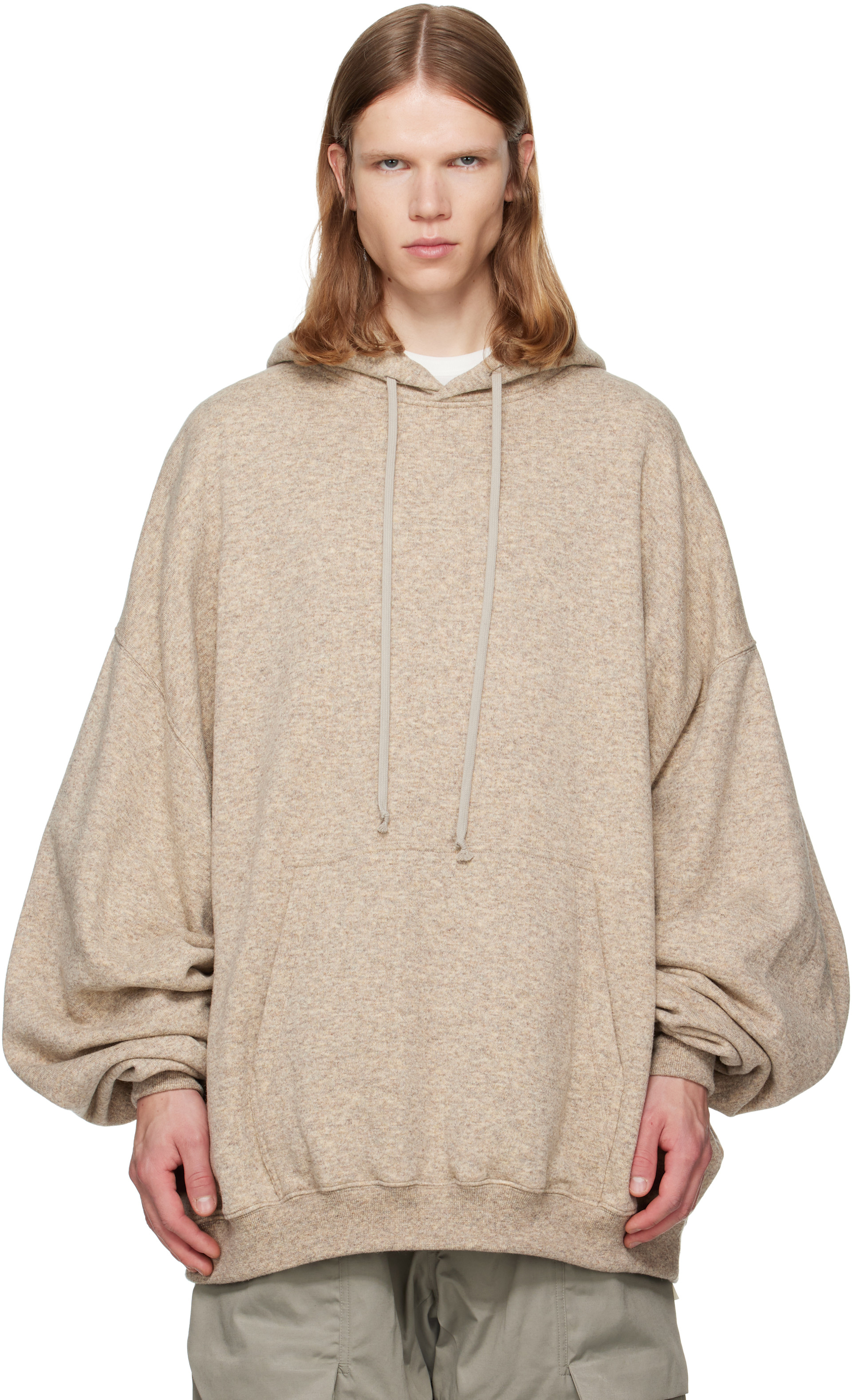 Rick Owens: Beige Tower Hun Hoodie | SSENSE