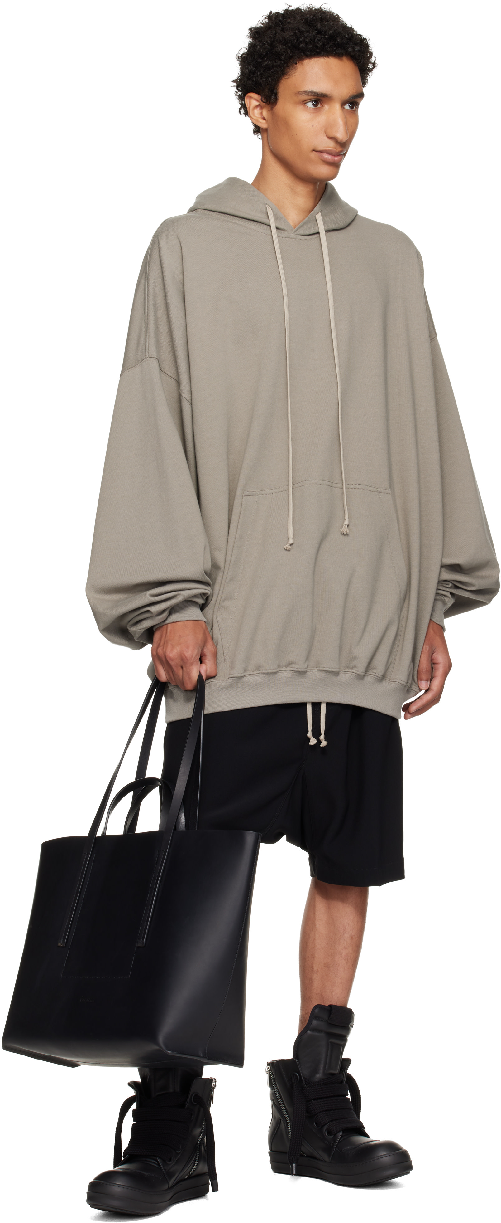 Rick Owens - Pull à capuche Hun taupe - Tower