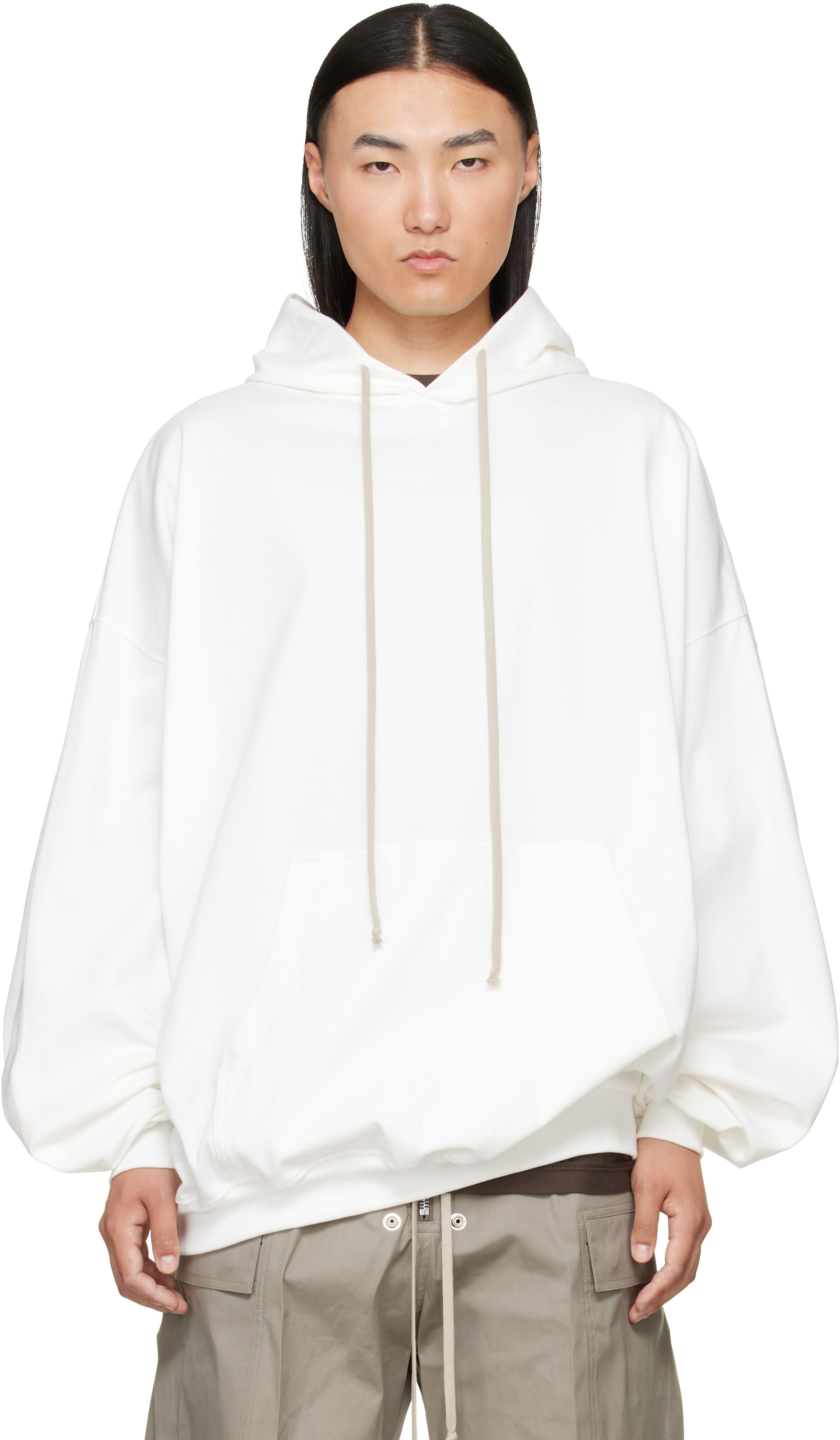 Rick Owens - Pull à capuche Hun blanc cassé - Tower