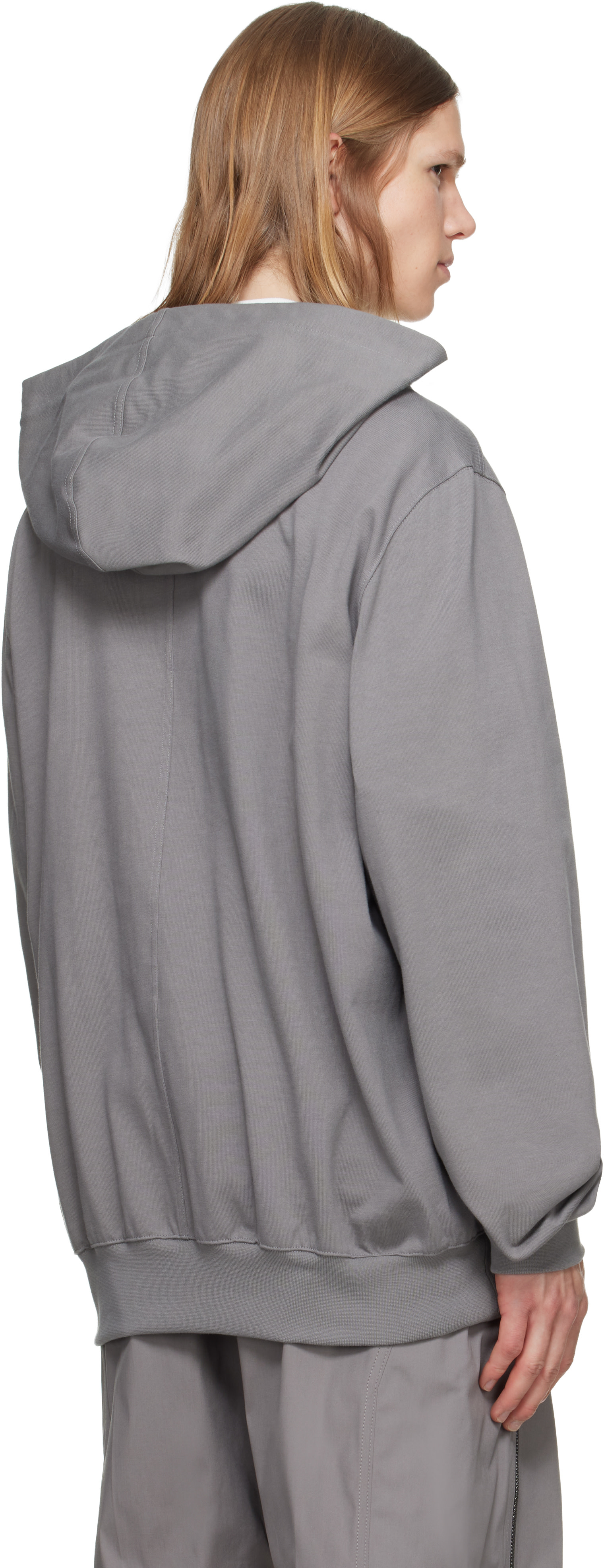 Rick Owens: Gray Tower Heavy Jersey Hoodie | SSENSE