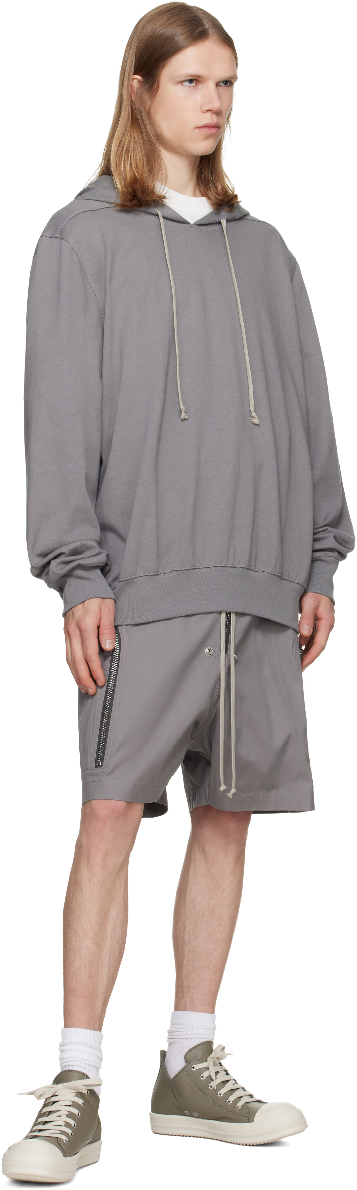 Rick Owens - Pull à capuche gris en jersey épais - Tower