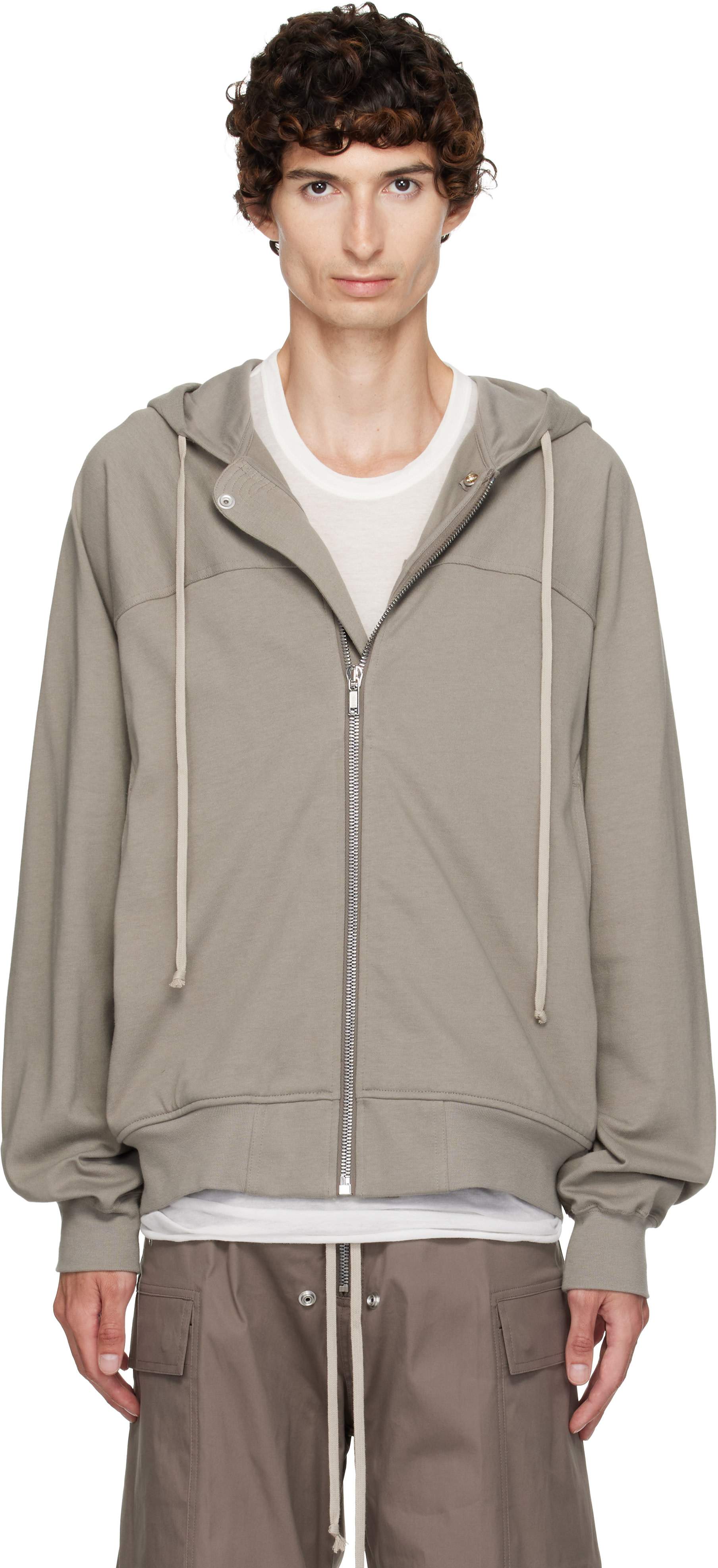 Rick Owens - Pull à capuche de style coupe-vent taupe - Tower