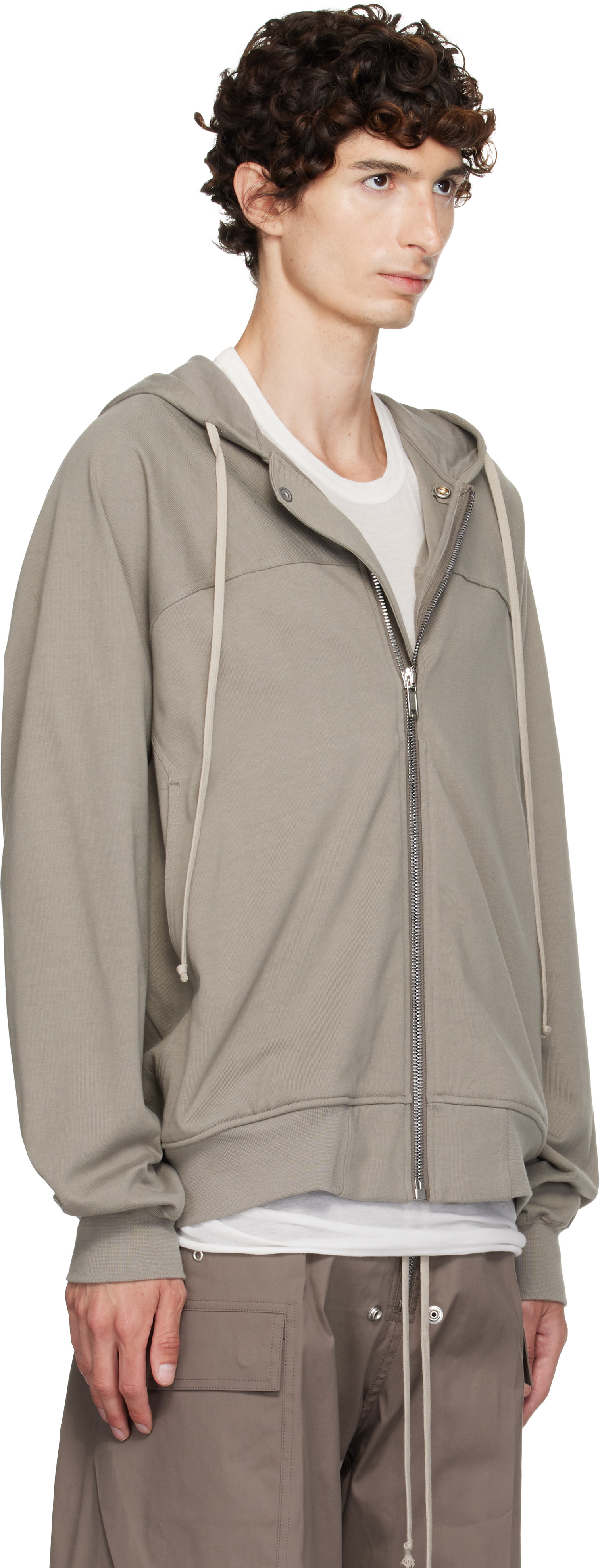 Rick Owens - Pull à capuche de style coupe-vent taupe - Tower