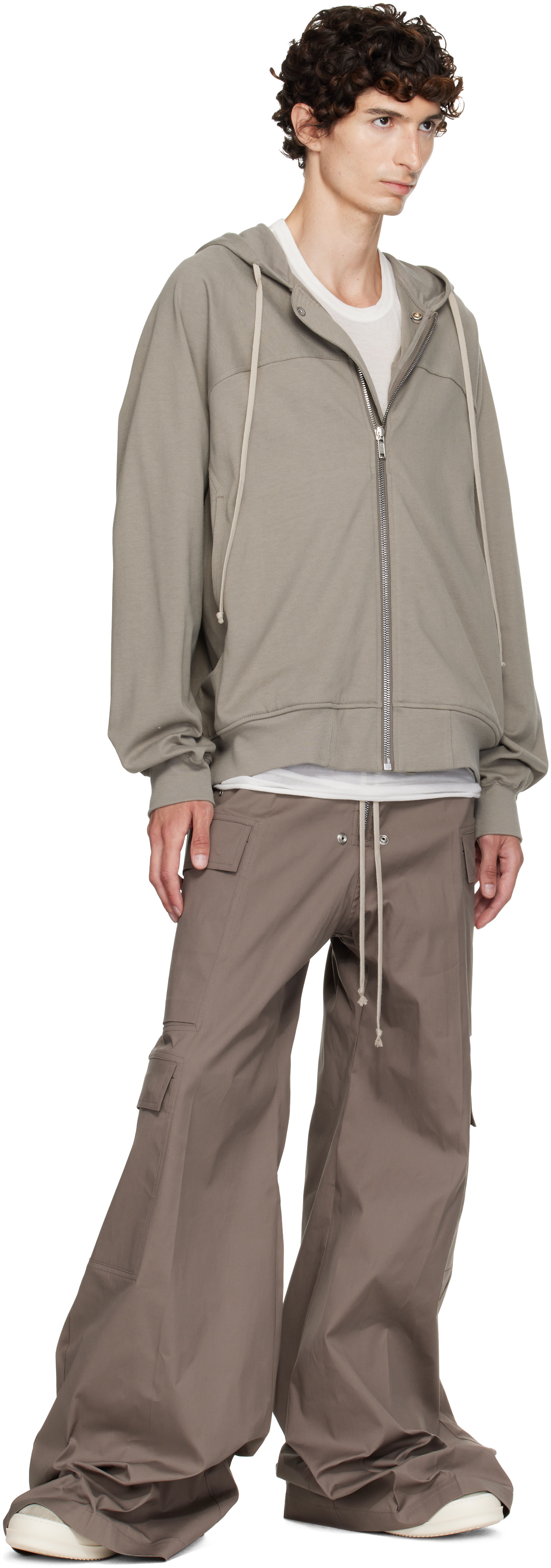 Rick Owens - Pull à capuche de style coupe-vent taupe - Tower
