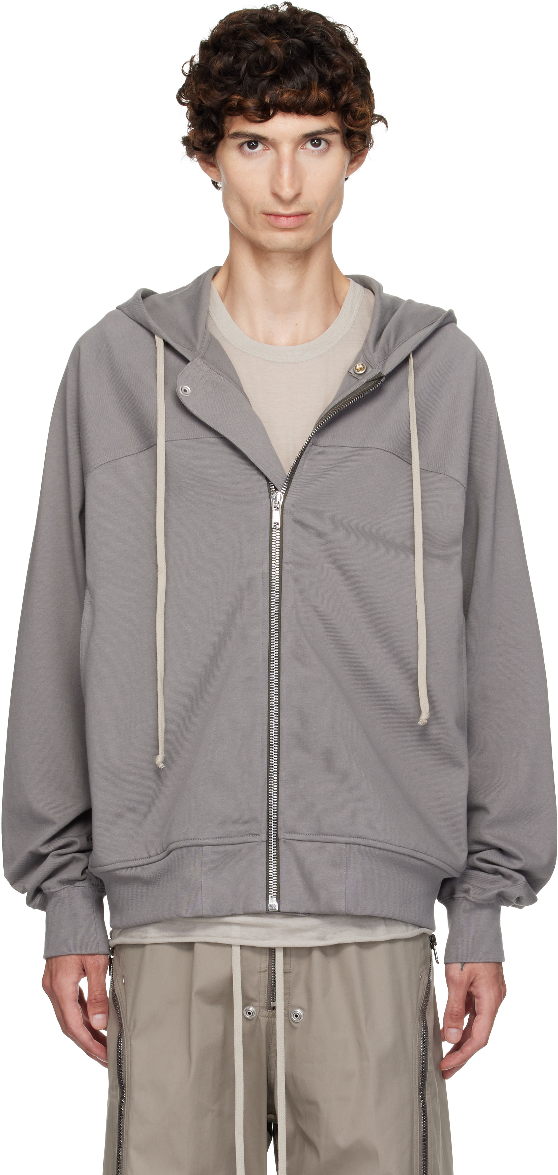 Rick Owens - Pull à capuche de style coupe-vent gris - Tower