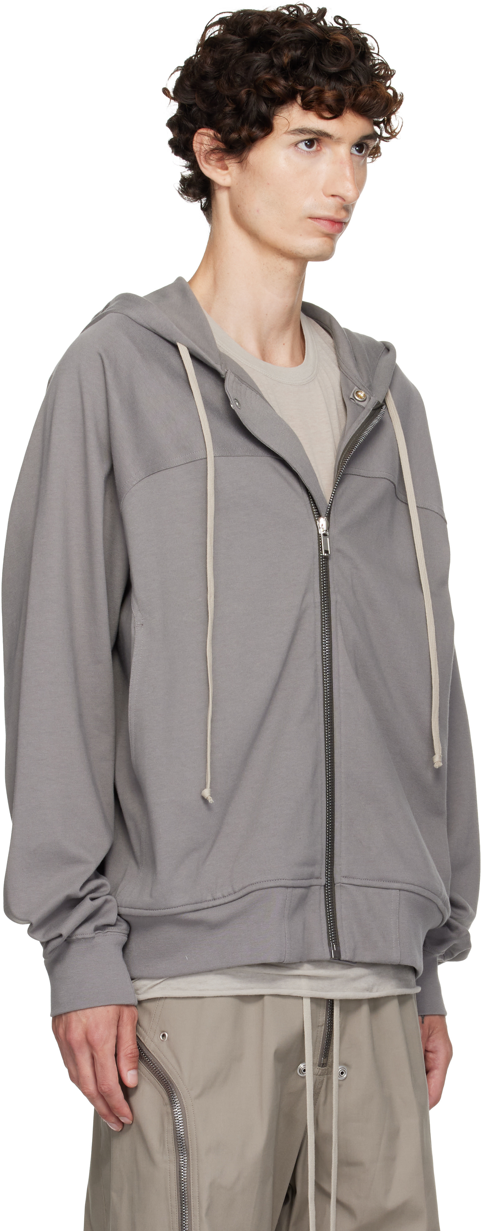 Rick Owens - Pull à capuche de style coupe-vent gris - Tower