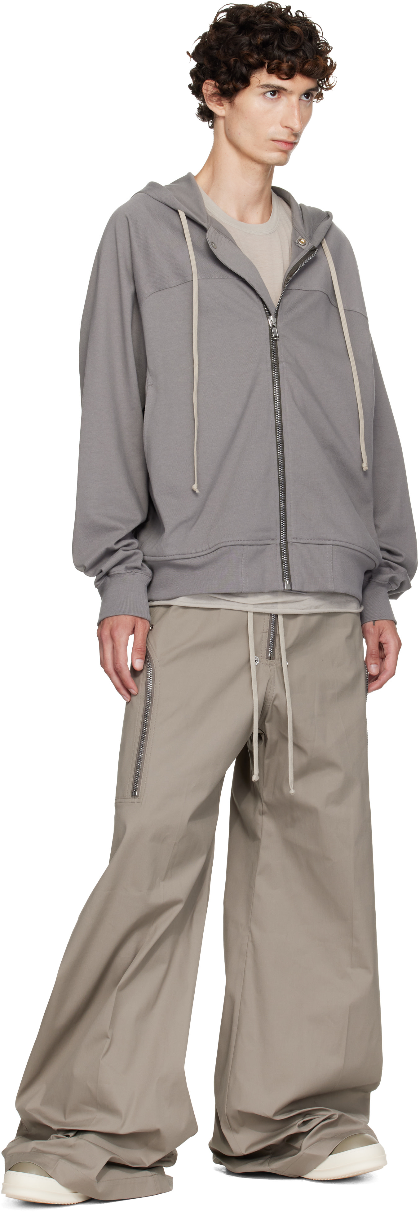 Rick Owens - Pull à capuche de style coupe-vent gris - Tower