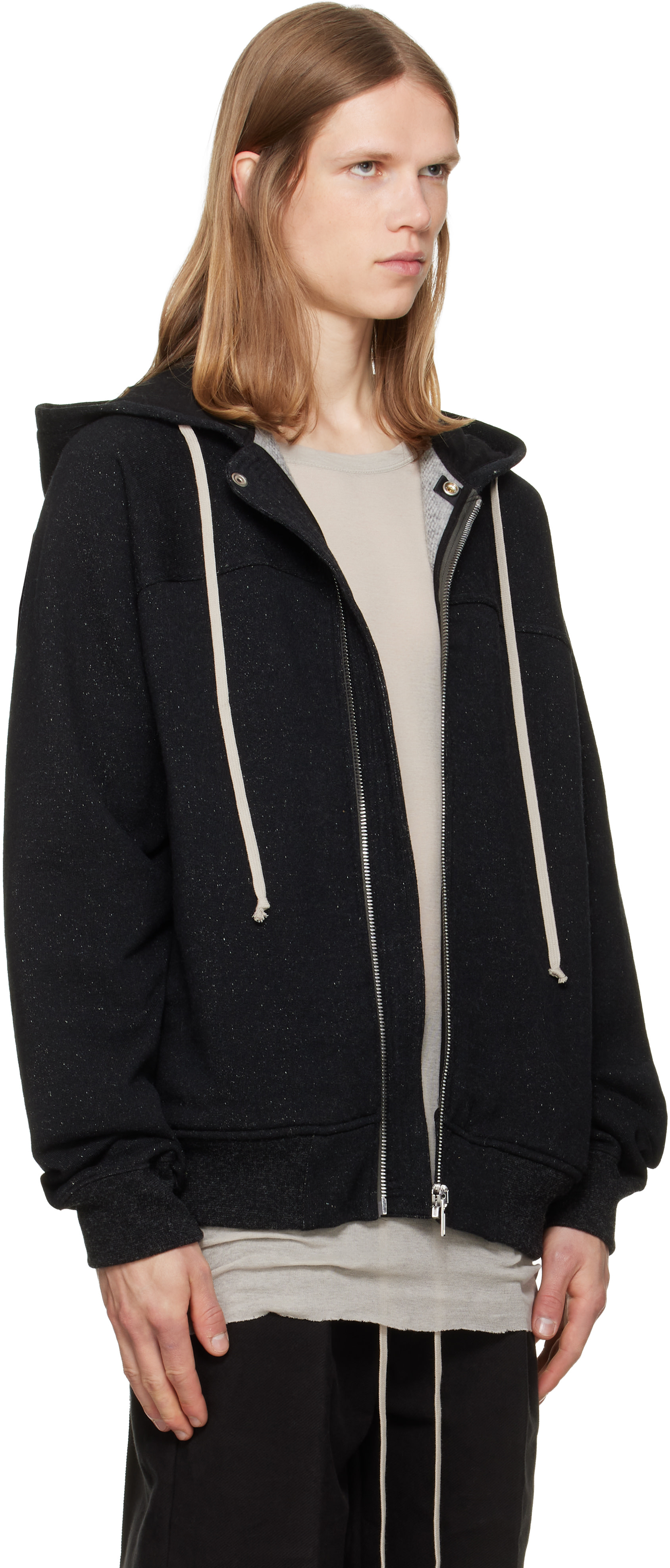 Rick Owens: Black Tower Windbreaker Hoodie | SSENSE