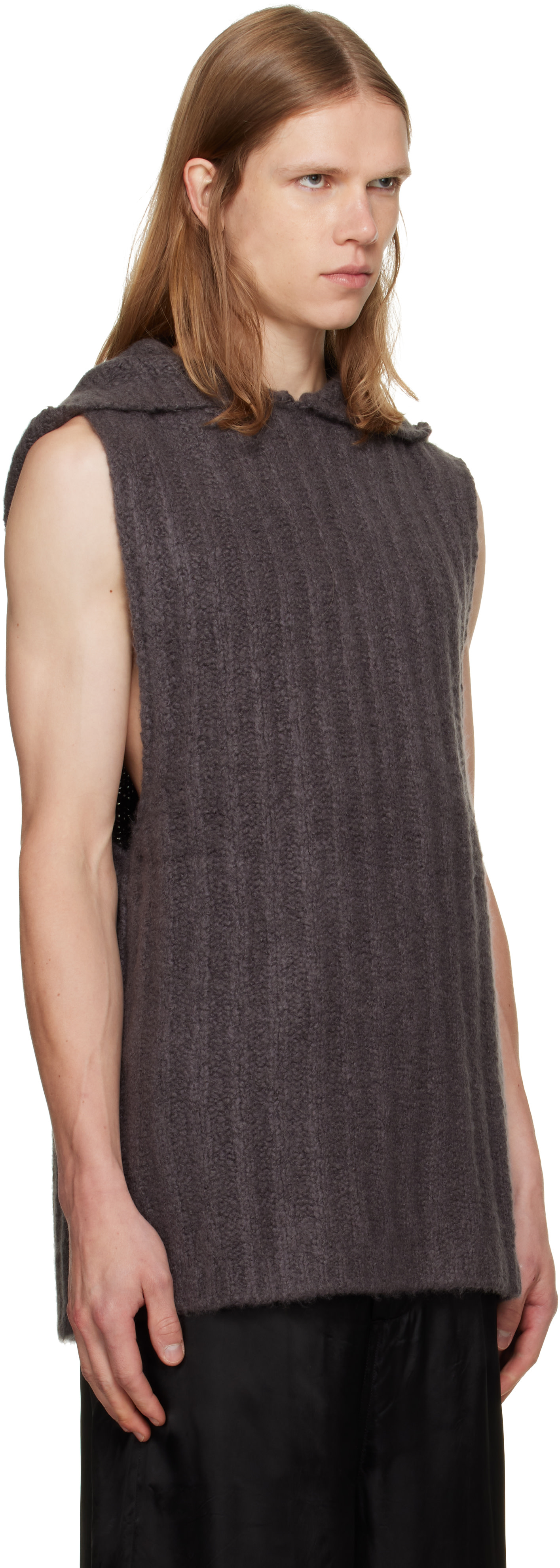 Rick Owens - Pull à capuche de style débardeur gris - Tower