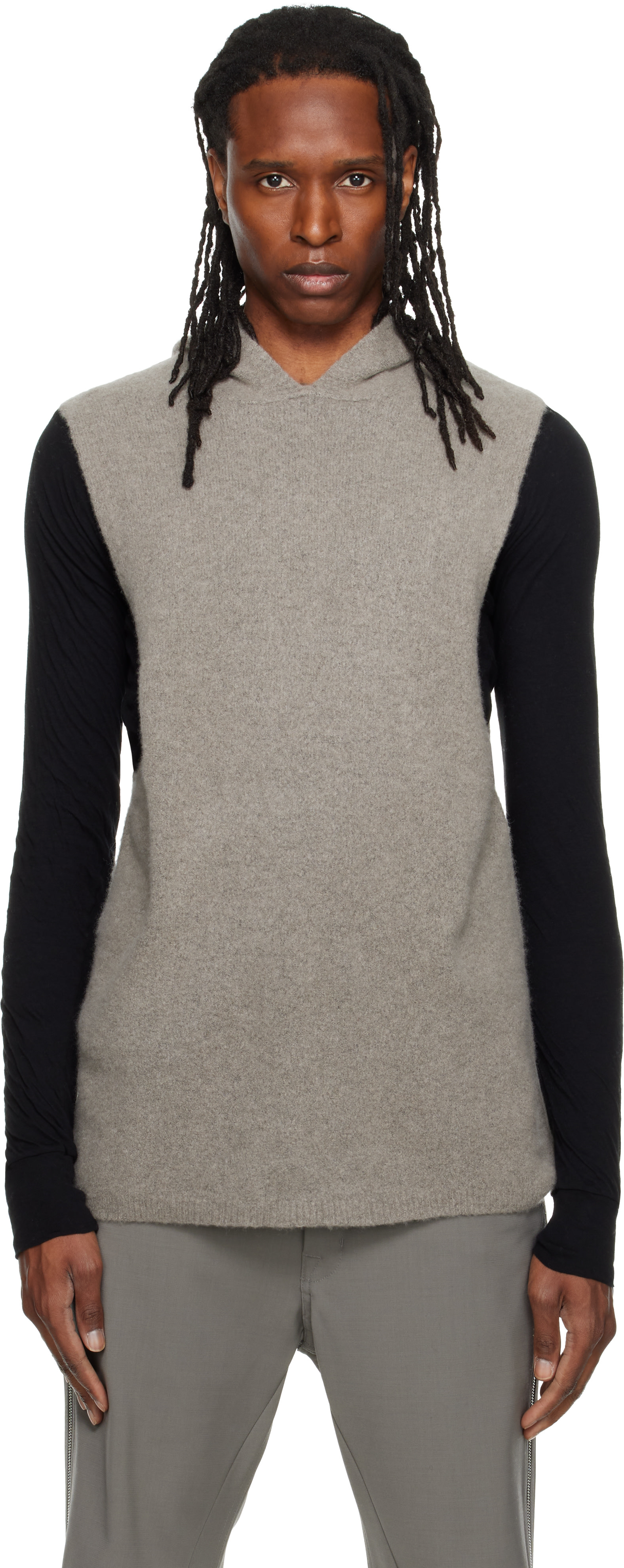 Rick Owens - Pull à capuche sans manches gris - Tower