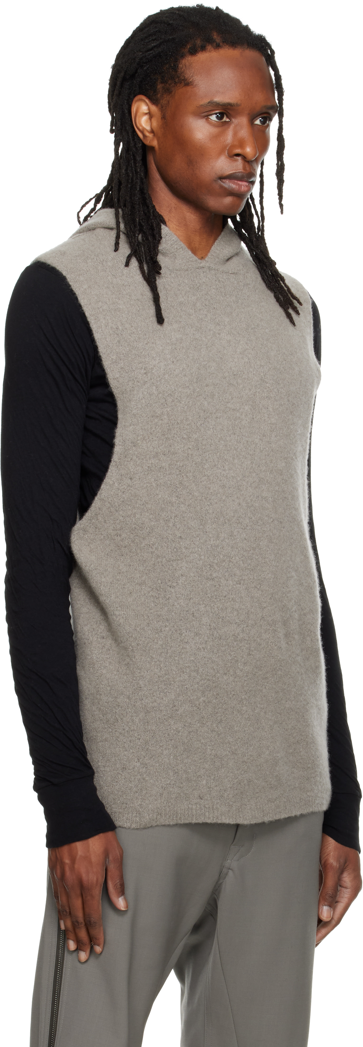 Rick Owens - Pull à capuche sans manches gris - Tower
