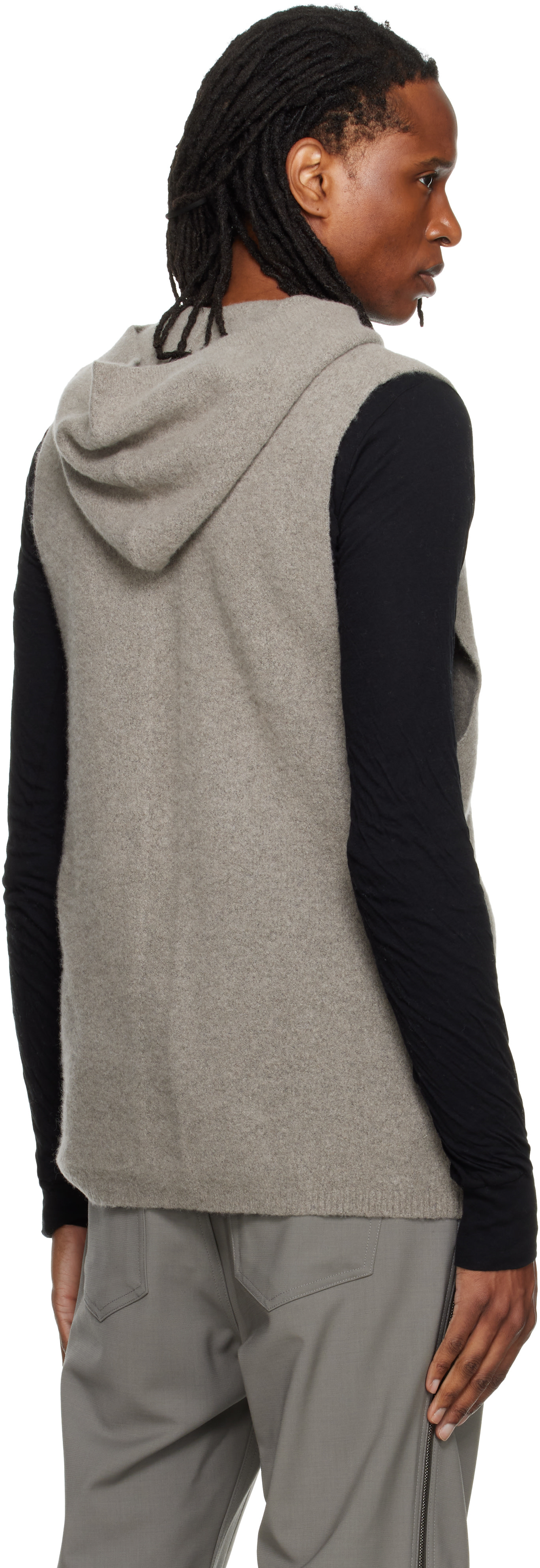 Rick Owens - Pull à capuche sans manches gris - Tower
