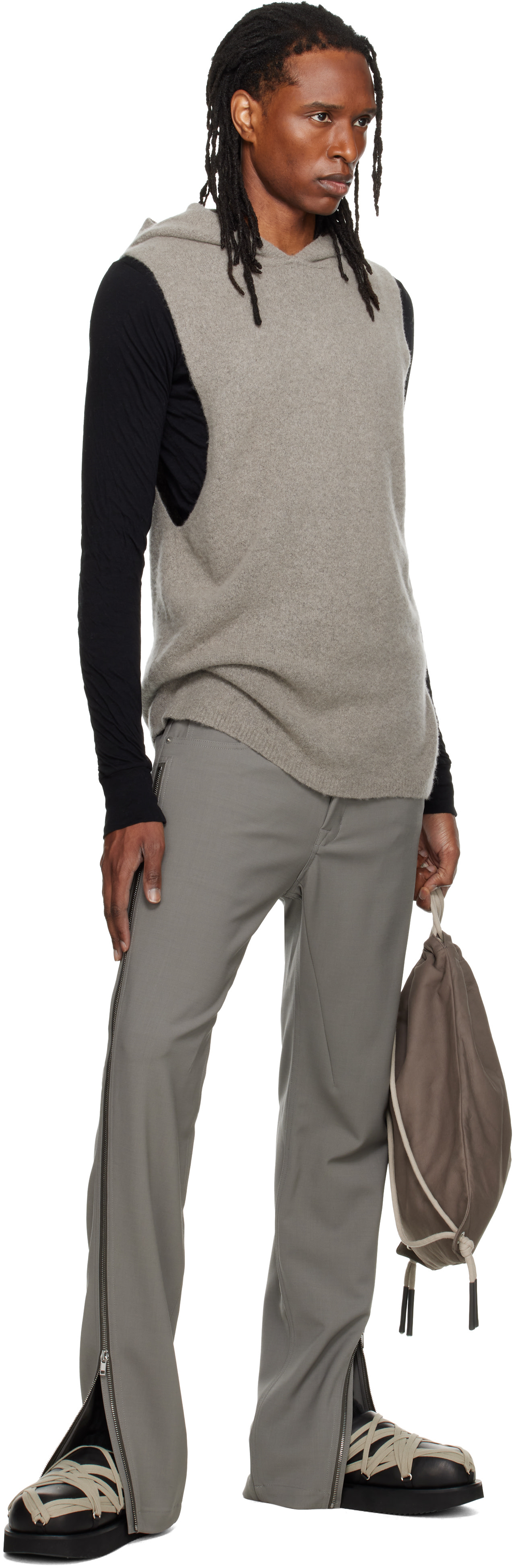 Rick Owens - Pull à capuche sans manches gris - Tower