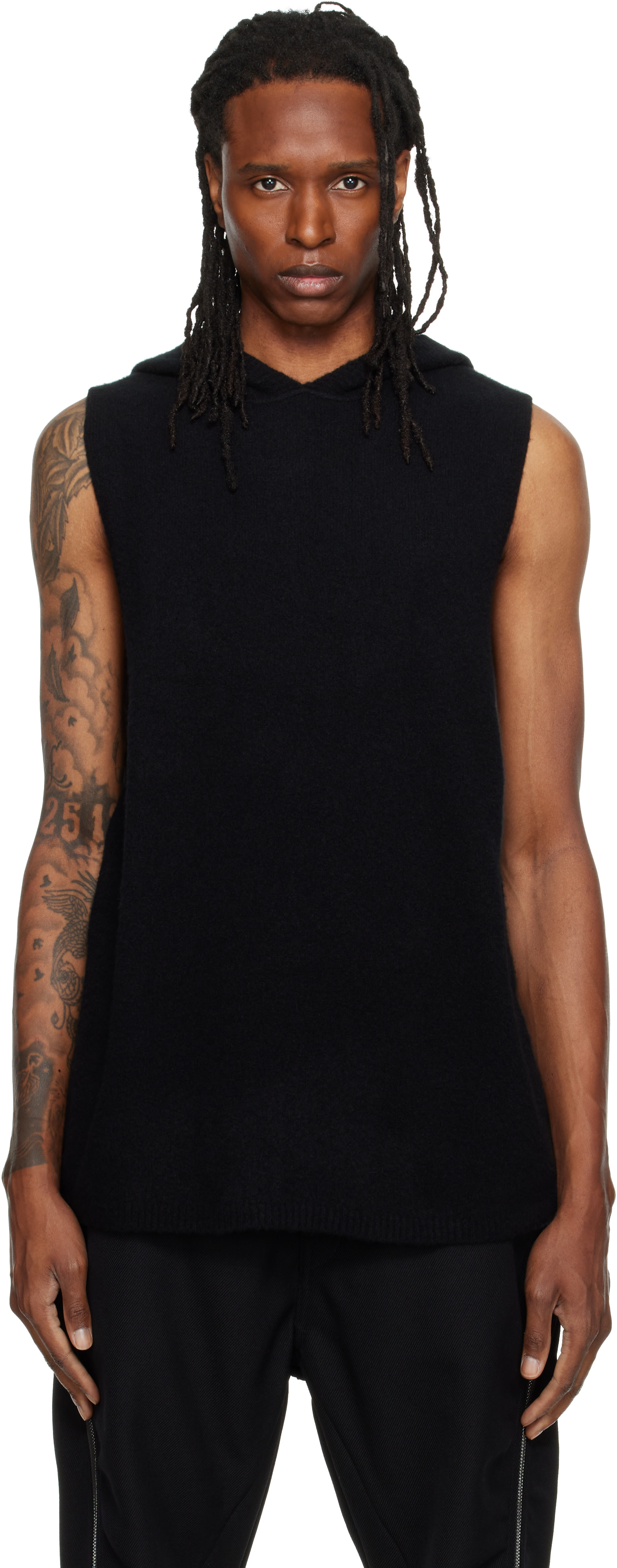 Rick Owens - Pull à capuche sans manches noir - Tower