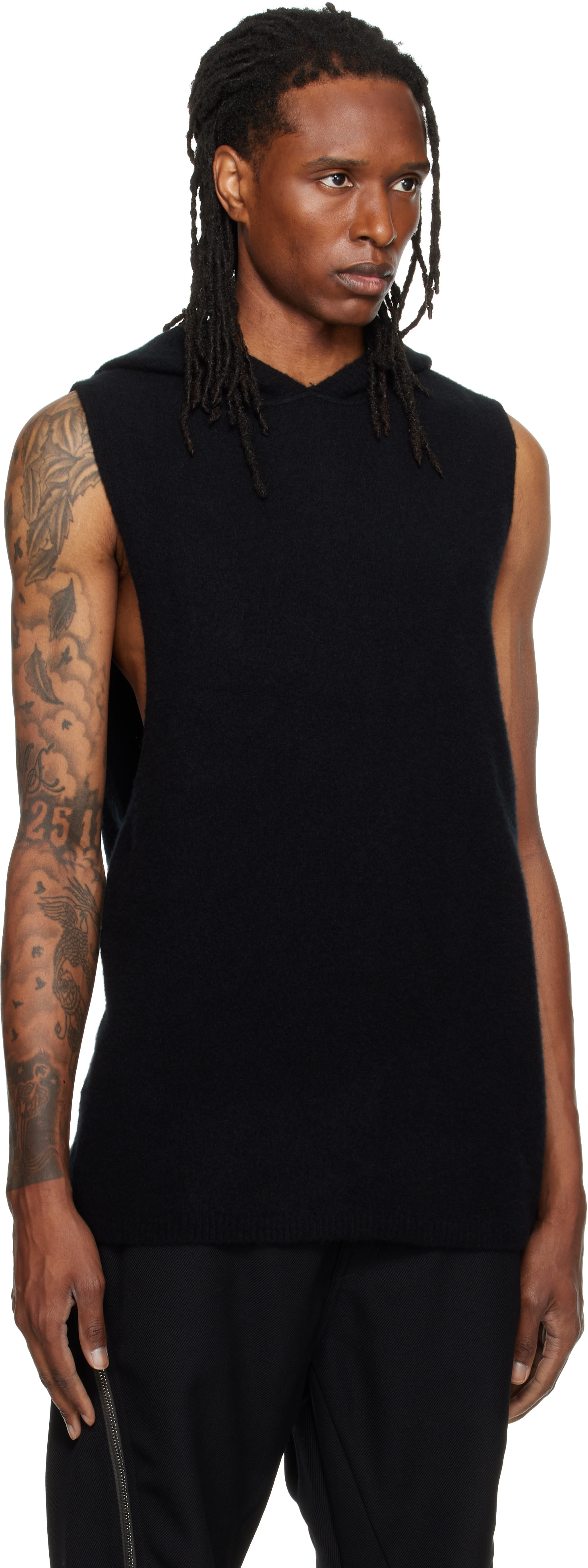 Rick Owens - Pull à capuche sans manches noir - Tower