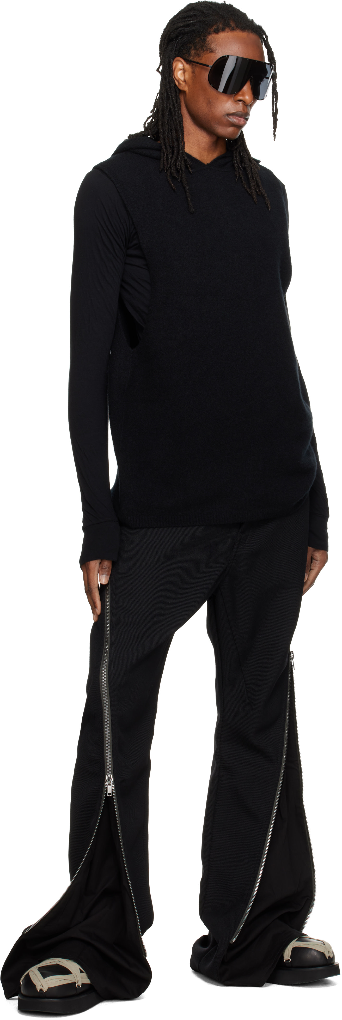 Rick Owens - Pull à capuche sans manches noir - Tower