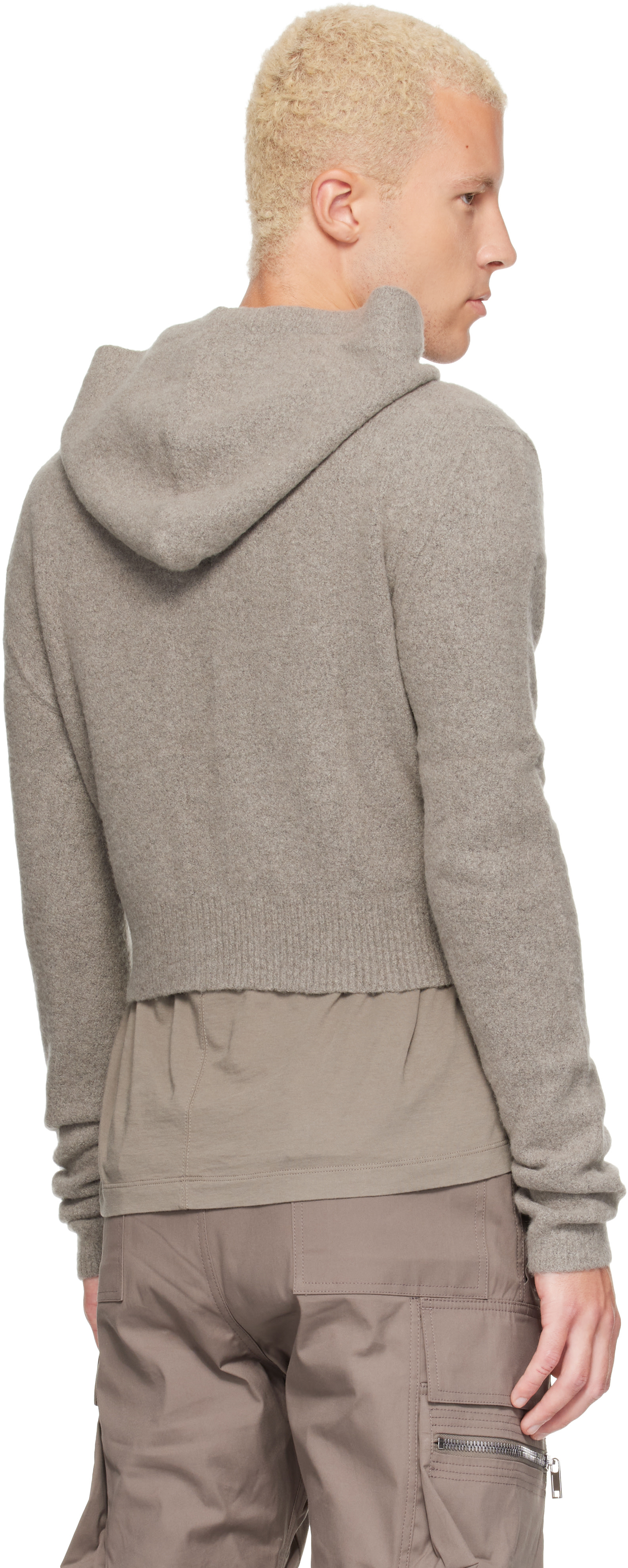 Rick Owens: グレー Tower Dust Felt Cashmere クロップド フーディ