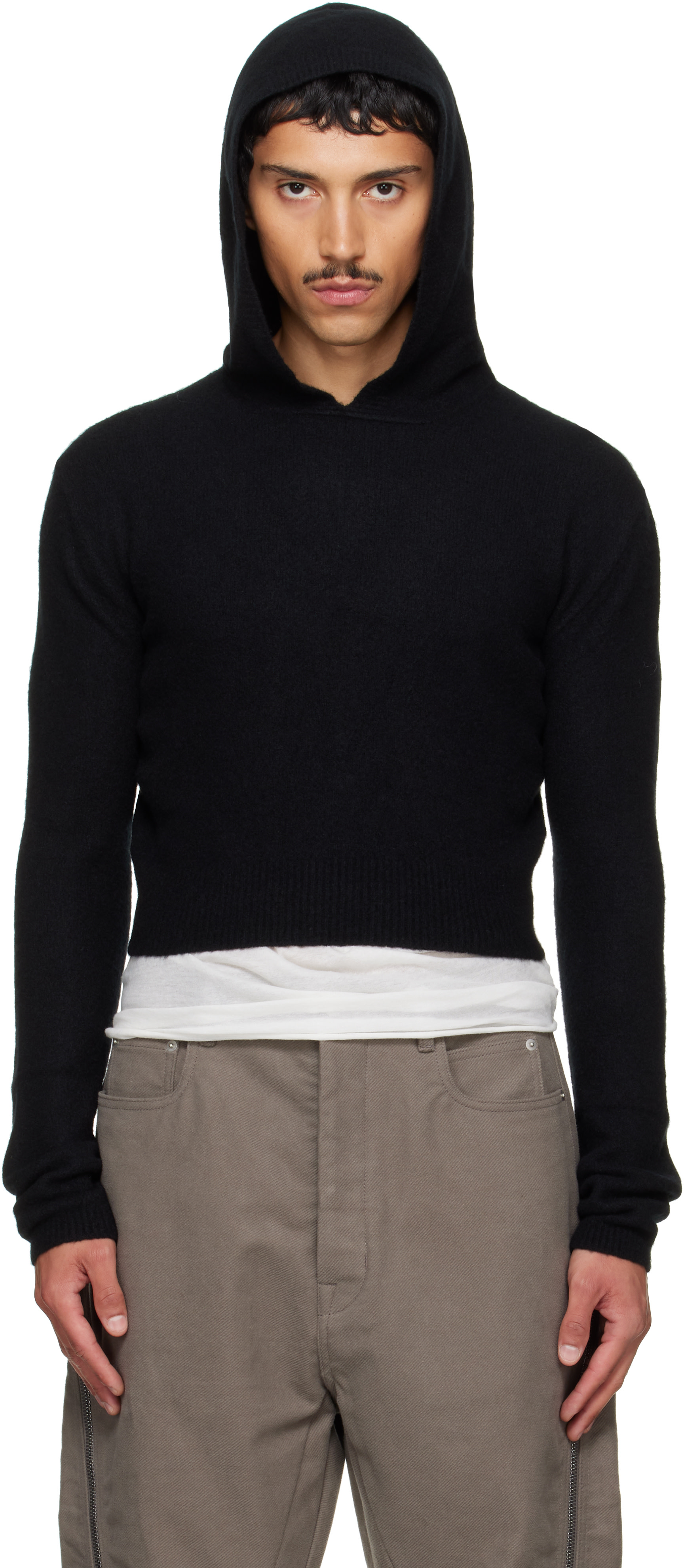 Rick Owens - Pull à capuche écourté noir - Tower