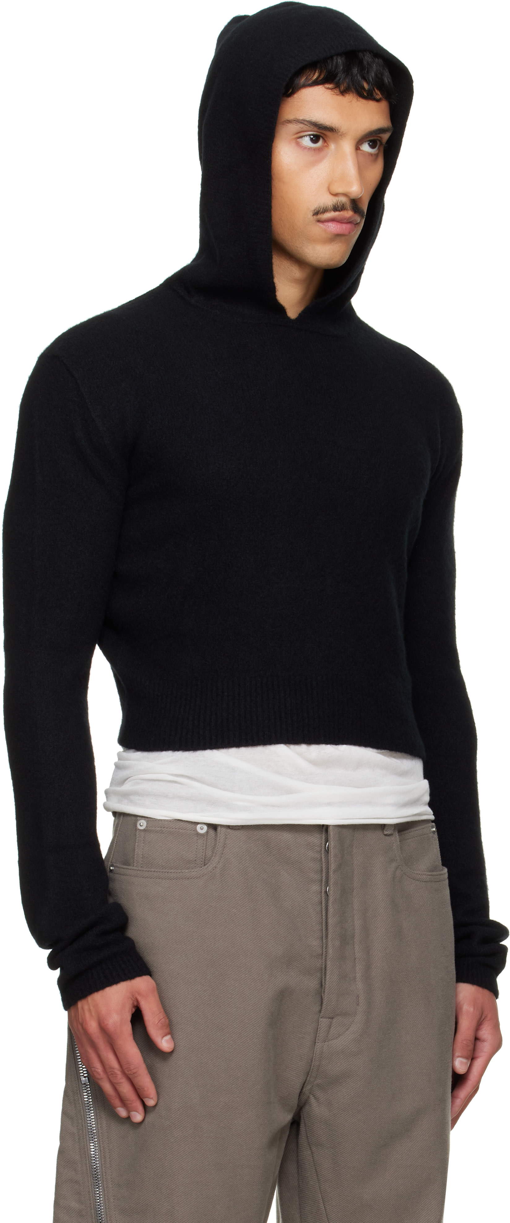 Rick Owens - Pull à capuche écourté noir - Tower
