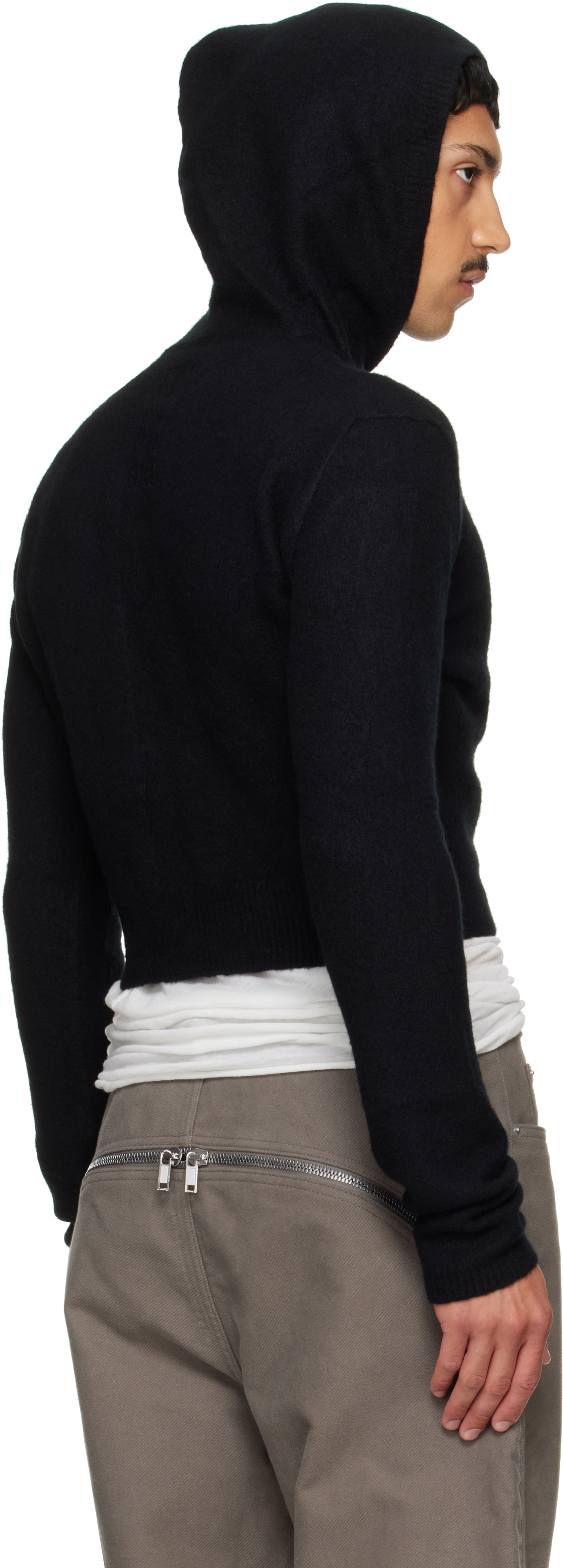 Rick Owens - Pull à capuche écourté noir - Tower