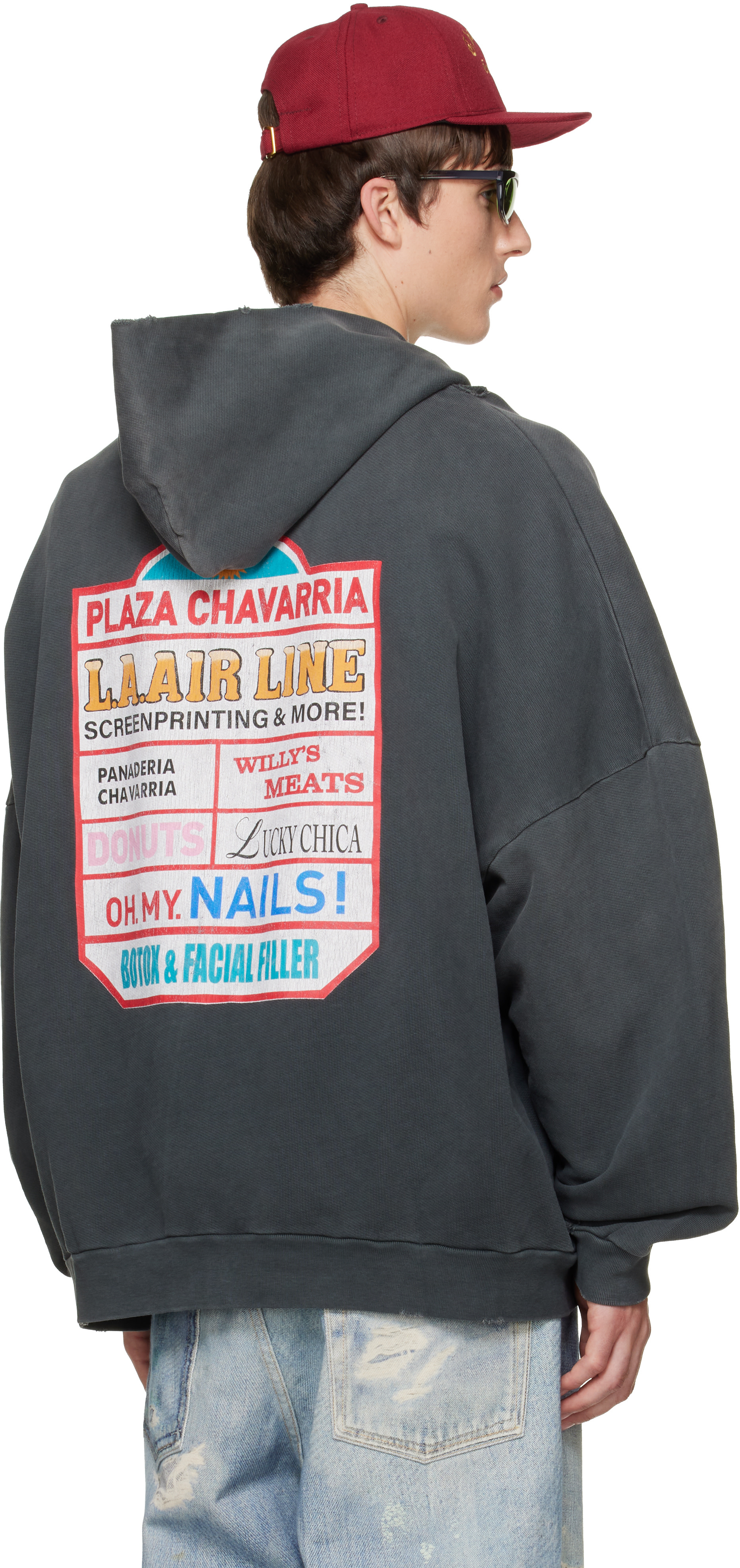 WILLY CHAVARRIA: Black 'Plaza Chavarria' Zip Hooligan Hoodie