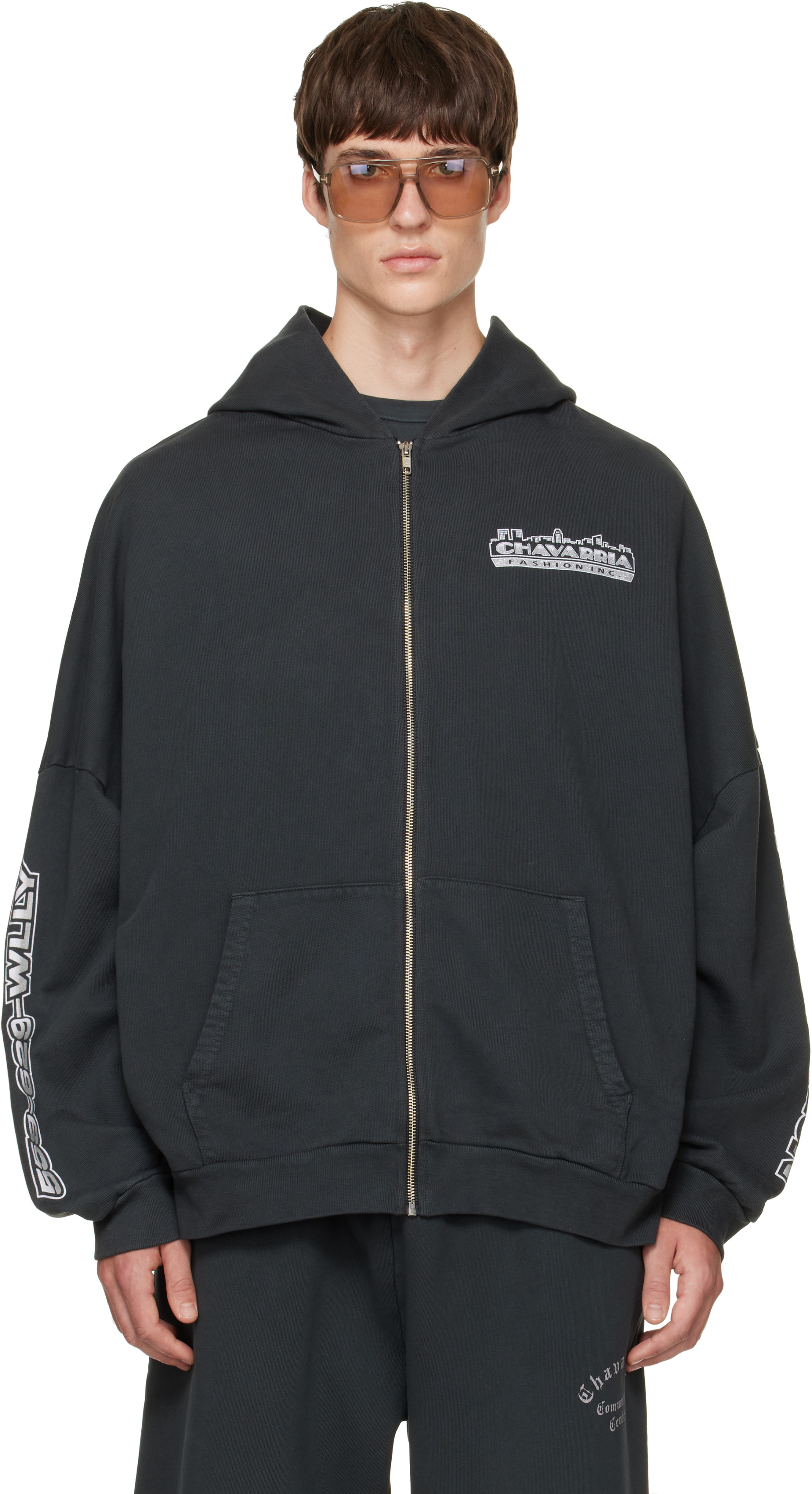 WILLY CHAVARRIA: Black 'Chavarria Licensed Designs' Zip Hoodie
