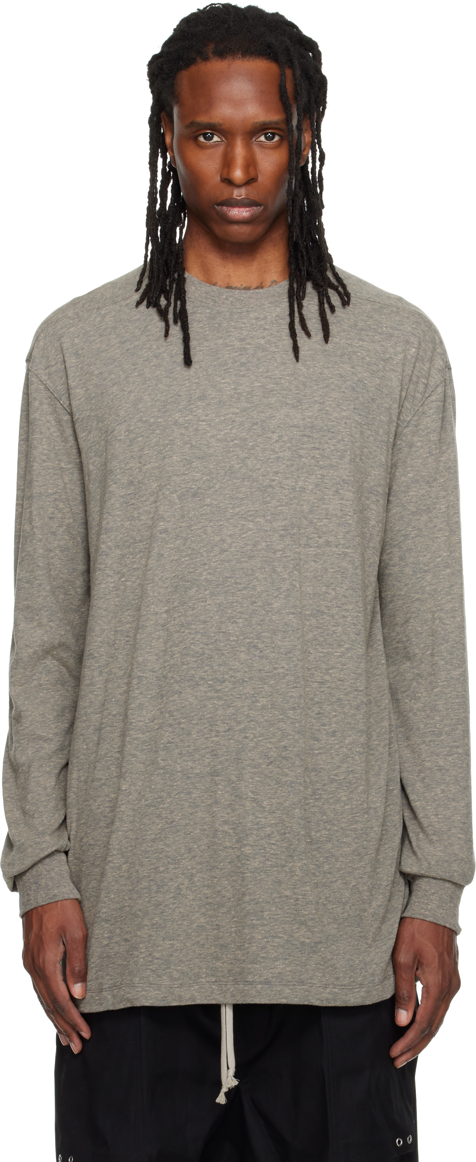 RICK OWENS リック オウエンス  LS T Rick Owens: Gray Tower Rick S Jumbo LS T-shirt | SSENSE