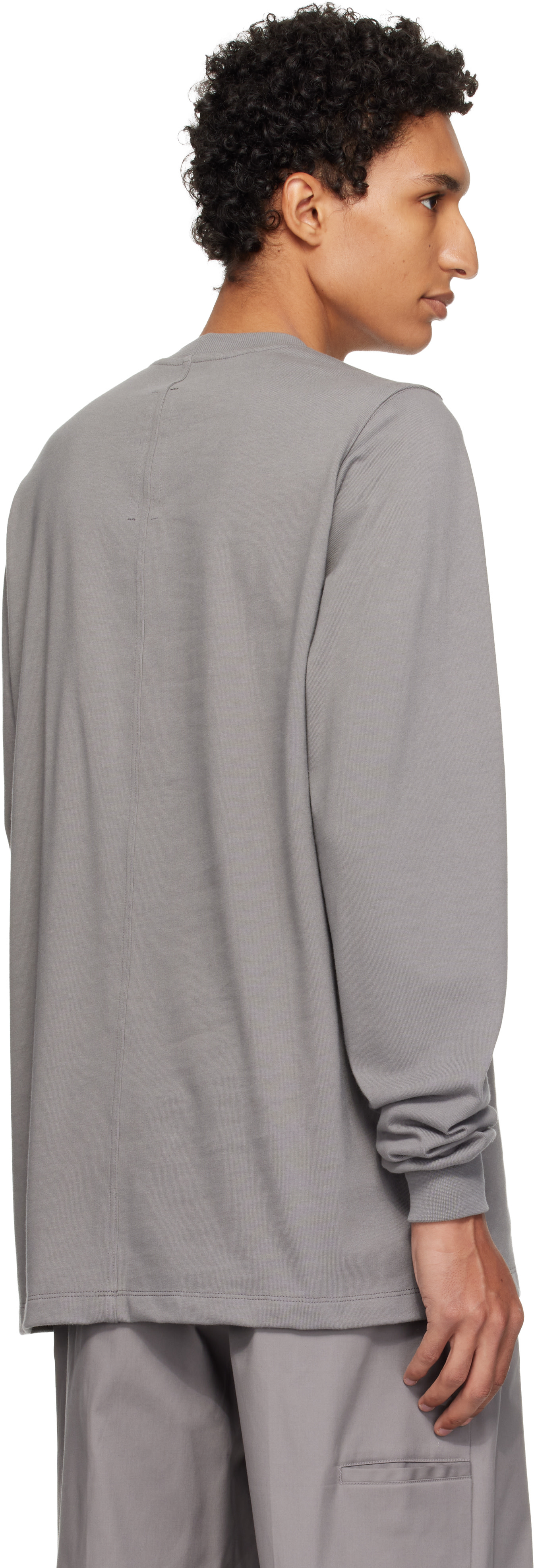 Rick Owens: Gray Tower Short Crewneck LS Sweatshirt | SSENSE