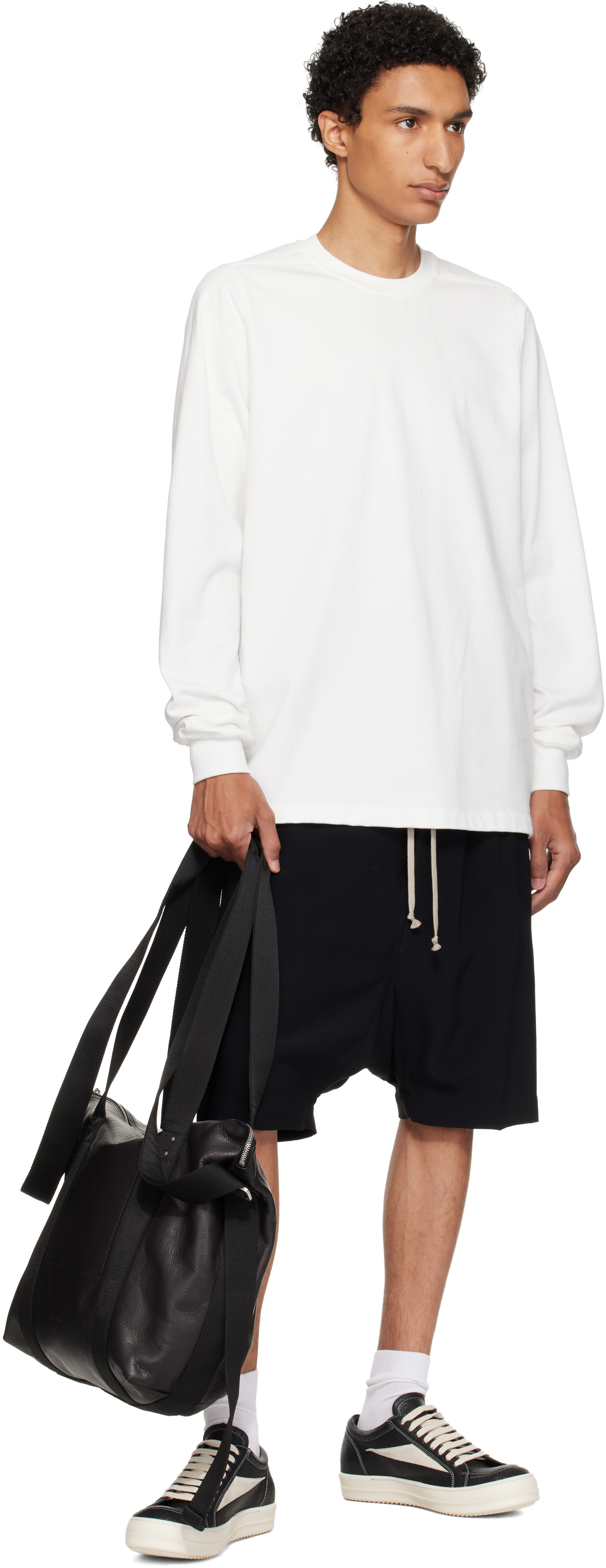 Rick Owens: オフホワイト Tower ショート クルーネック 長袖