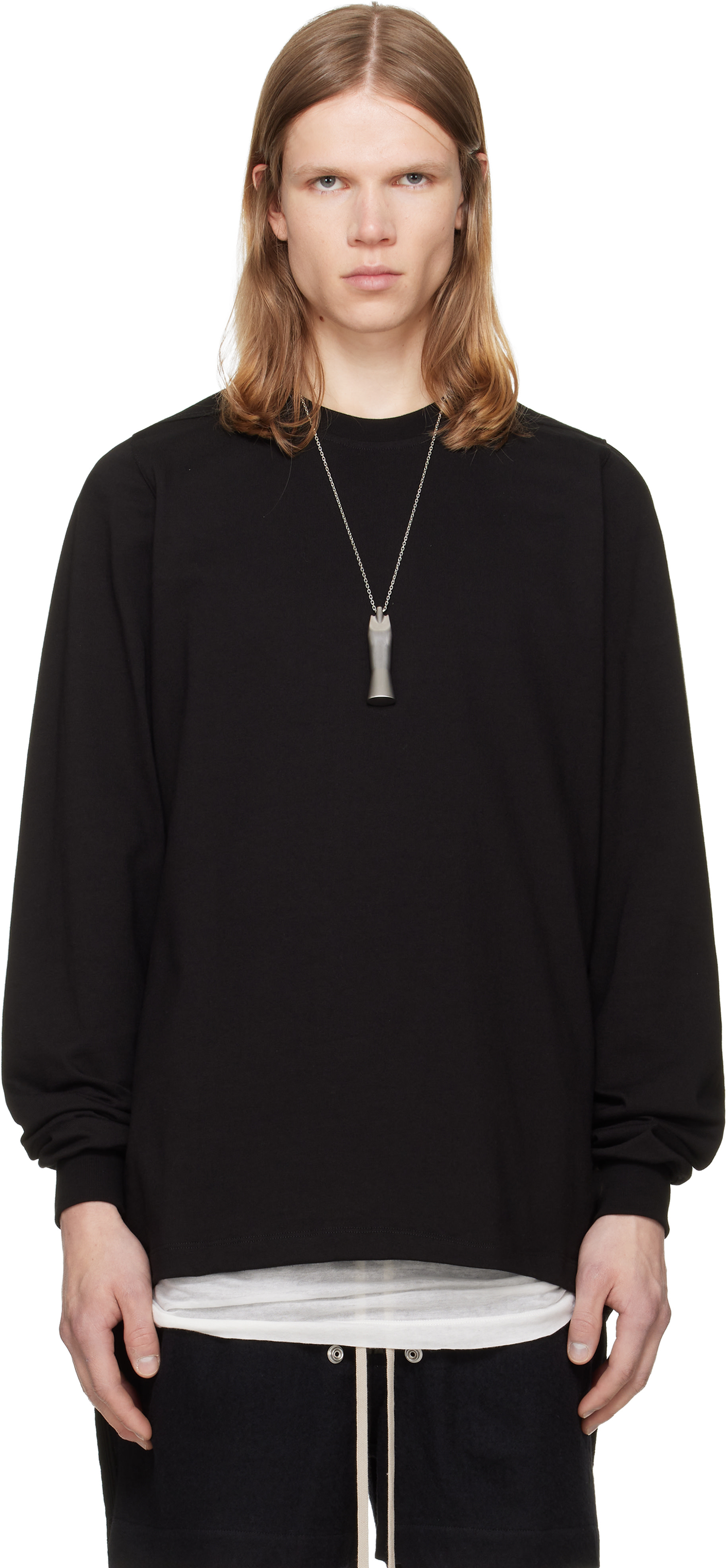 Rick Owens: Black Tower Short Crewneck LS Sweatshirt | SSENSE Canada
