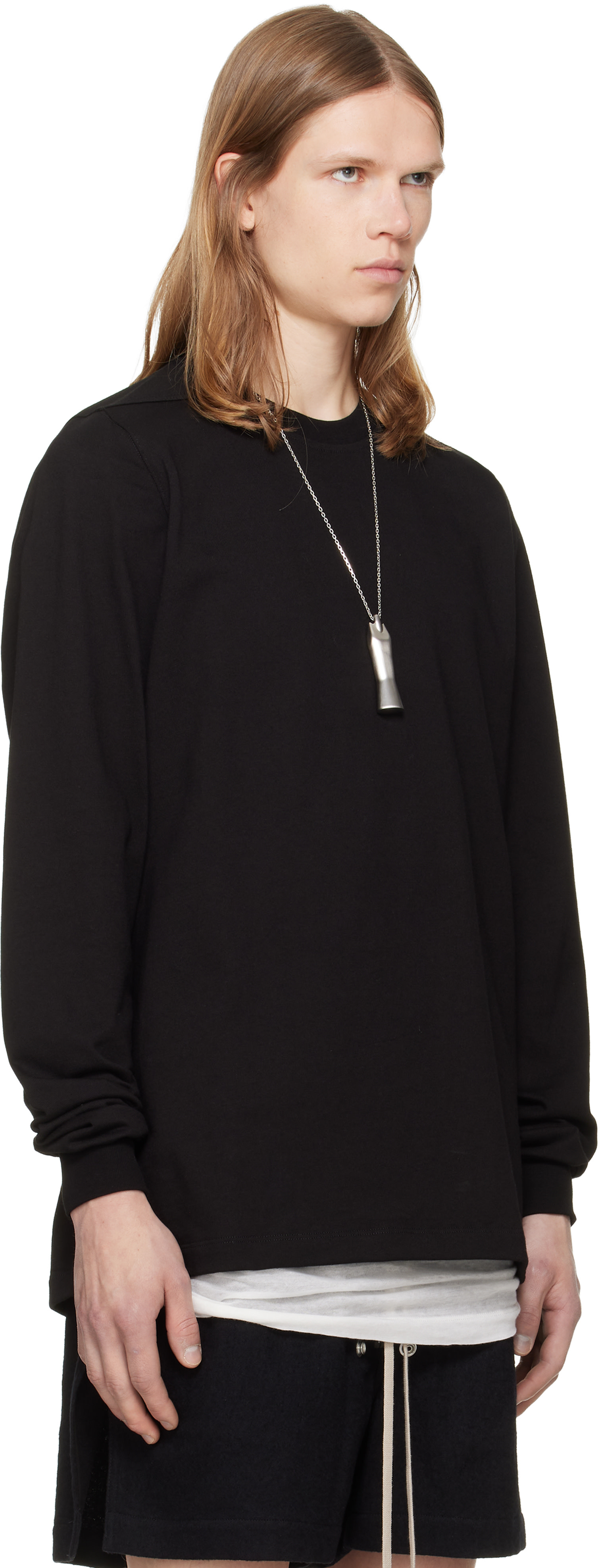 Rick Owens: Black Tower Short Crewneck LS Sweatshirt | SSENSE