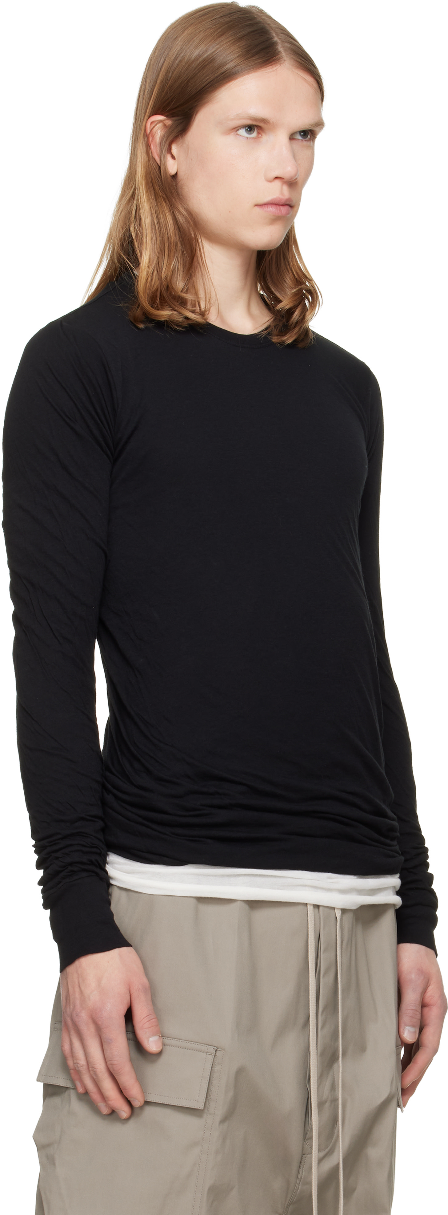 Rick Owens: Black Tower Double LS T-shirt | SSENSE Canada